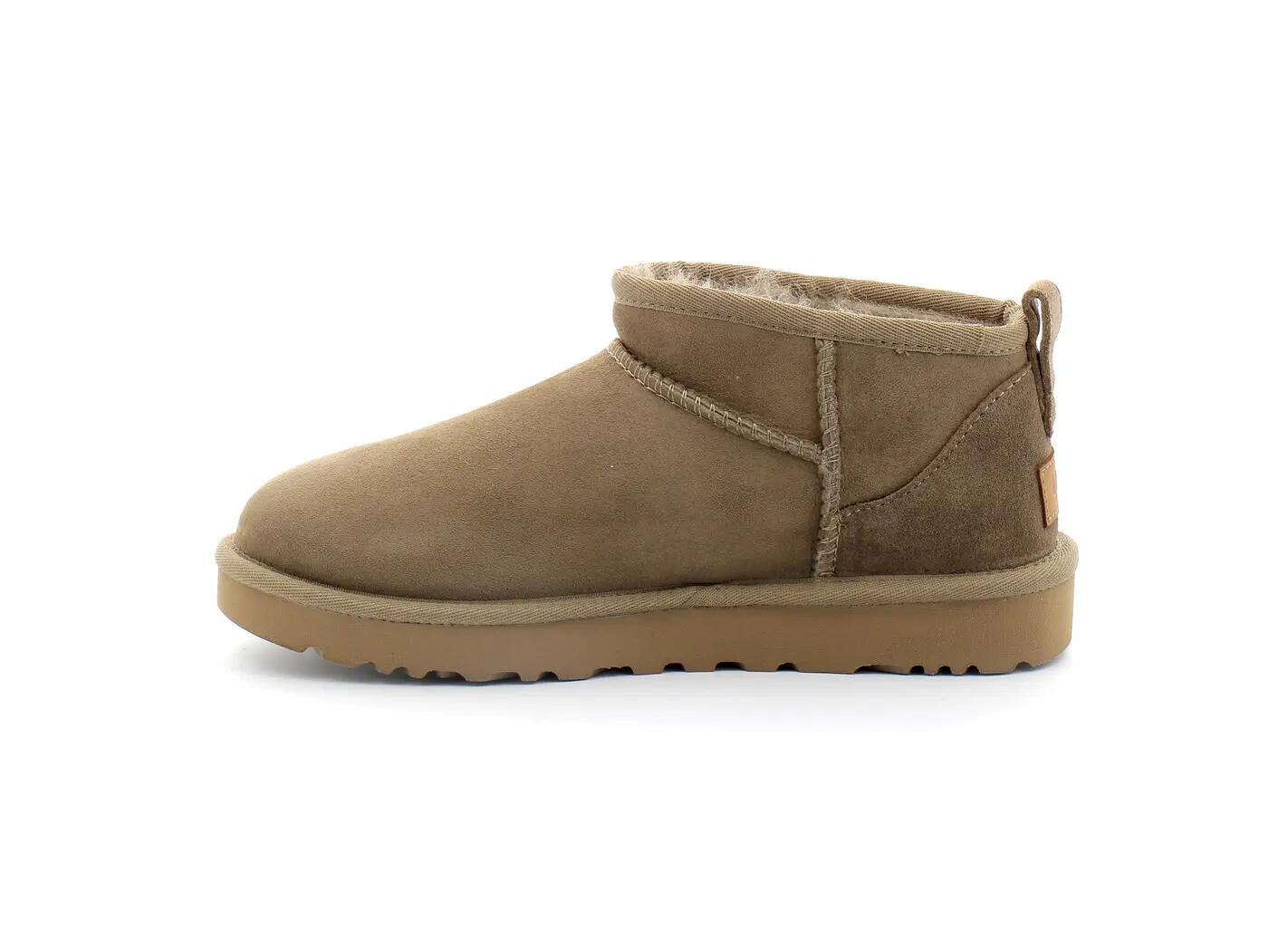 Shoes - City - Leather boots - Velour/nubuck, Classic Ultra Mini - Olive 3/5