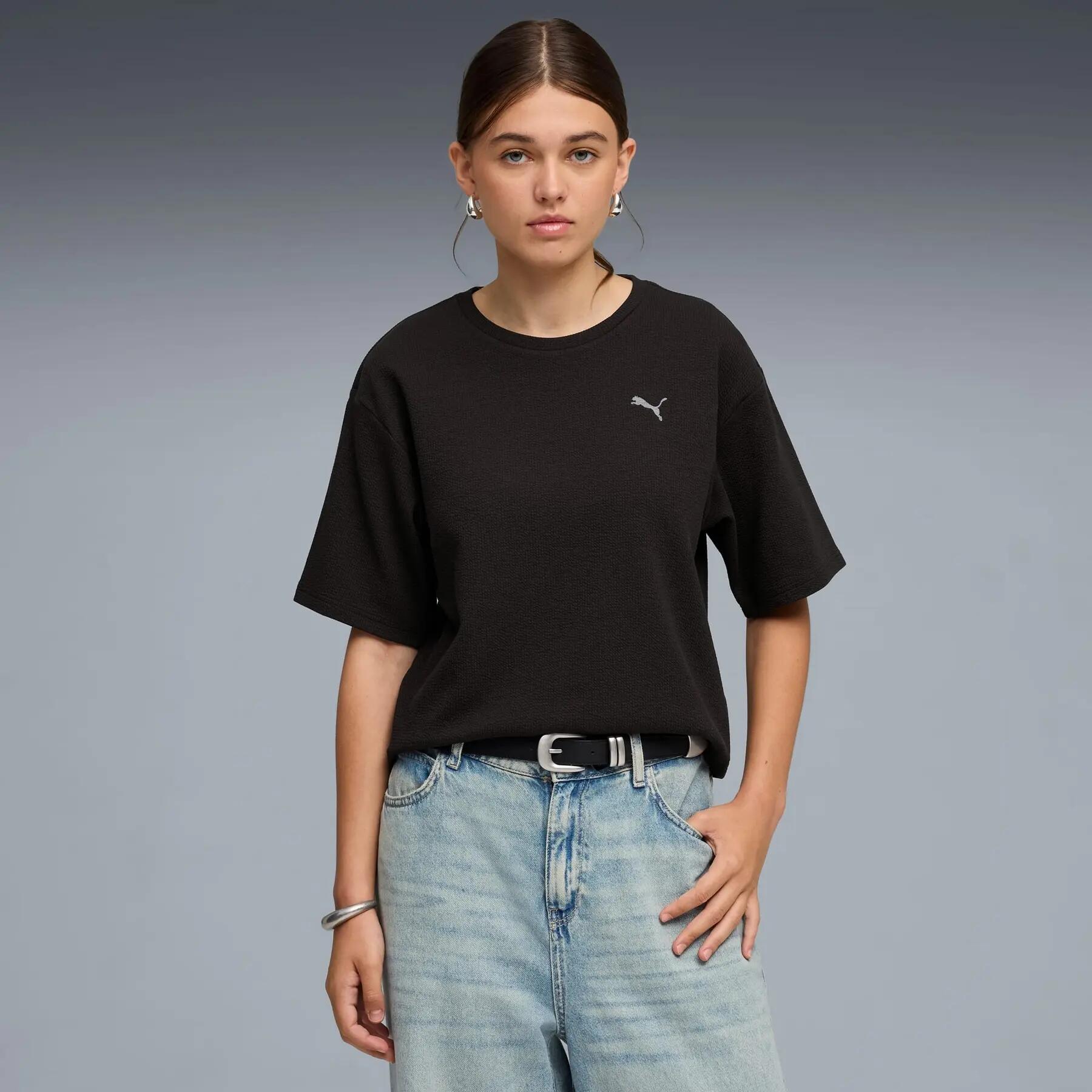 Camiseta feminina Puma ESS ELEVATED RELAXED preta 69181301 tamanho G 3/5