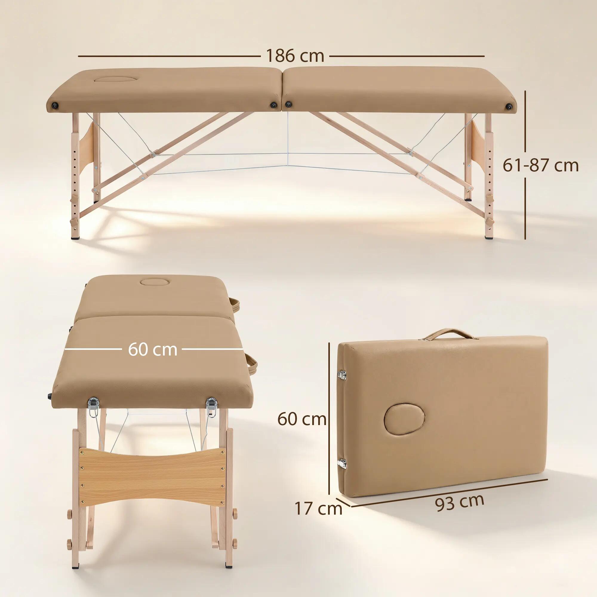 Marquesa de massagem 186x60x87 cm castanho claro HOMCOM 3/13