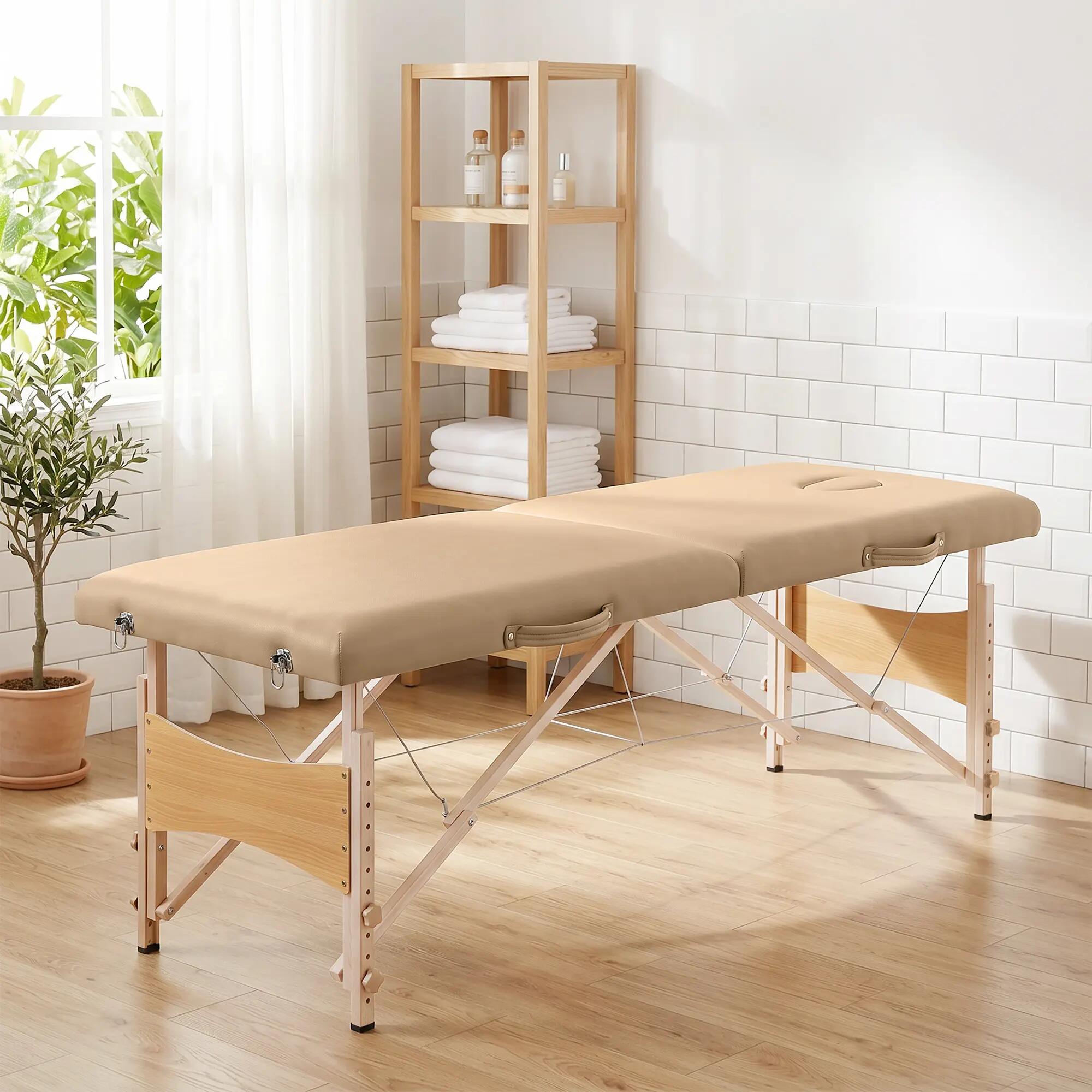 Marquesa de massagem 186x60x87 cm castanho claro HOMCOM 4/13