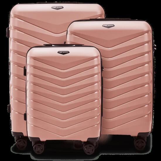 Ensemble de 3 valises Wings PHOENIX 2.0 polypropylène OR ROSE