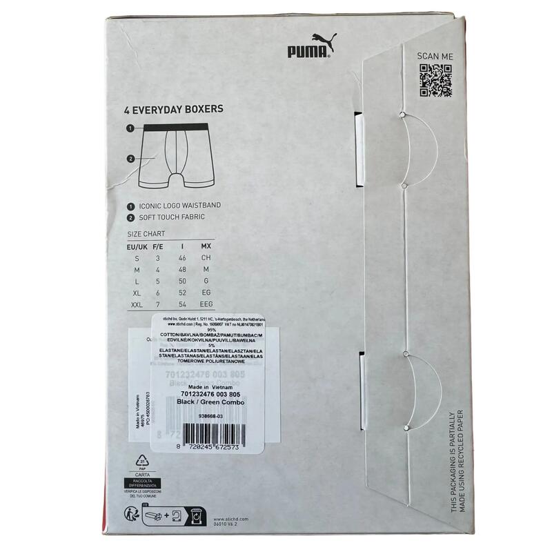 Puma BASIC PLACED LOGO ELASTIC 4-PACK Férfi Boxeralsó