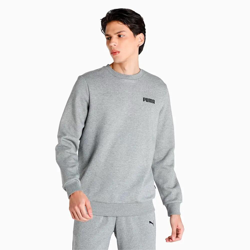 Moletom masculino Puma ESS SMALL LOGO CREW FL cinza tamanho P 2/4