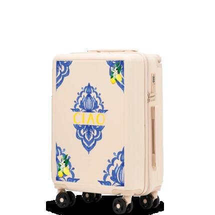 Grande valise Wings ABS+ 28" personnalisée BLEU PASTEL COQUELICOTS POPIERSIE