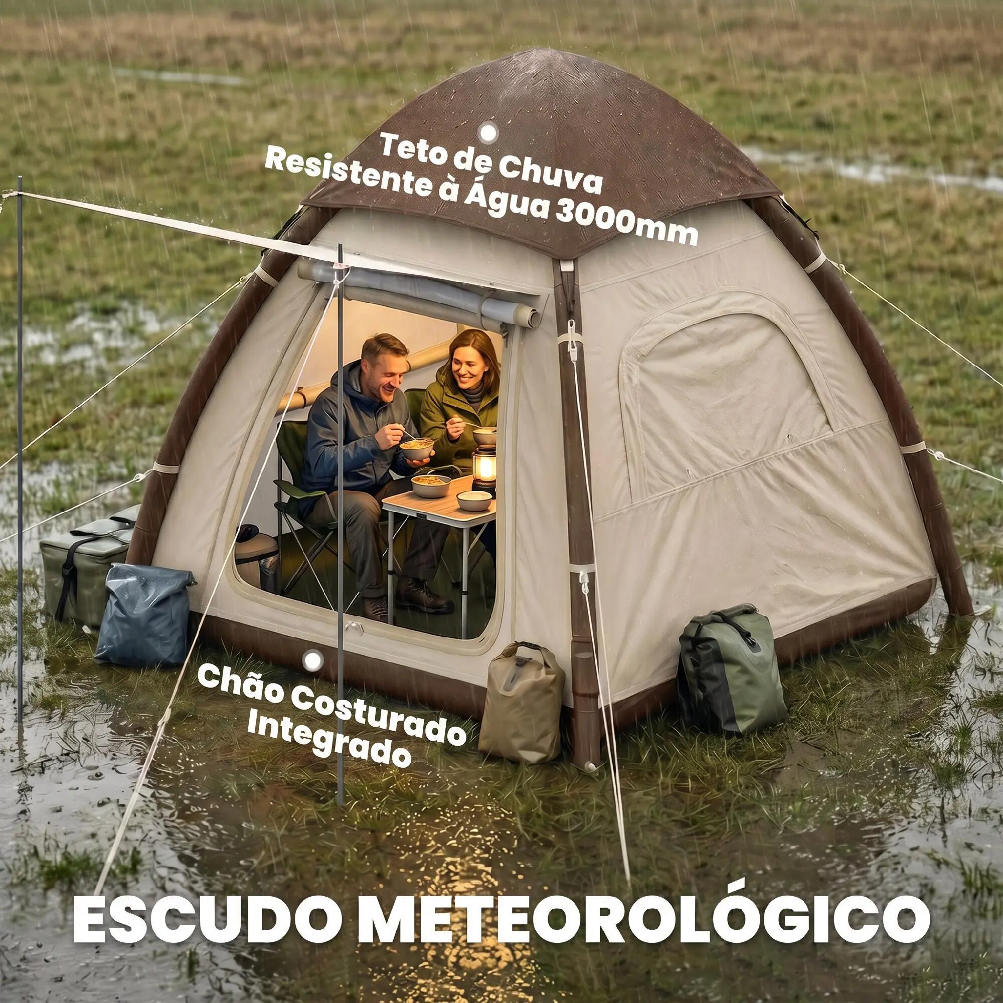 Tenda insuflável 220x220x200 cm creme Outsunny 9/11
