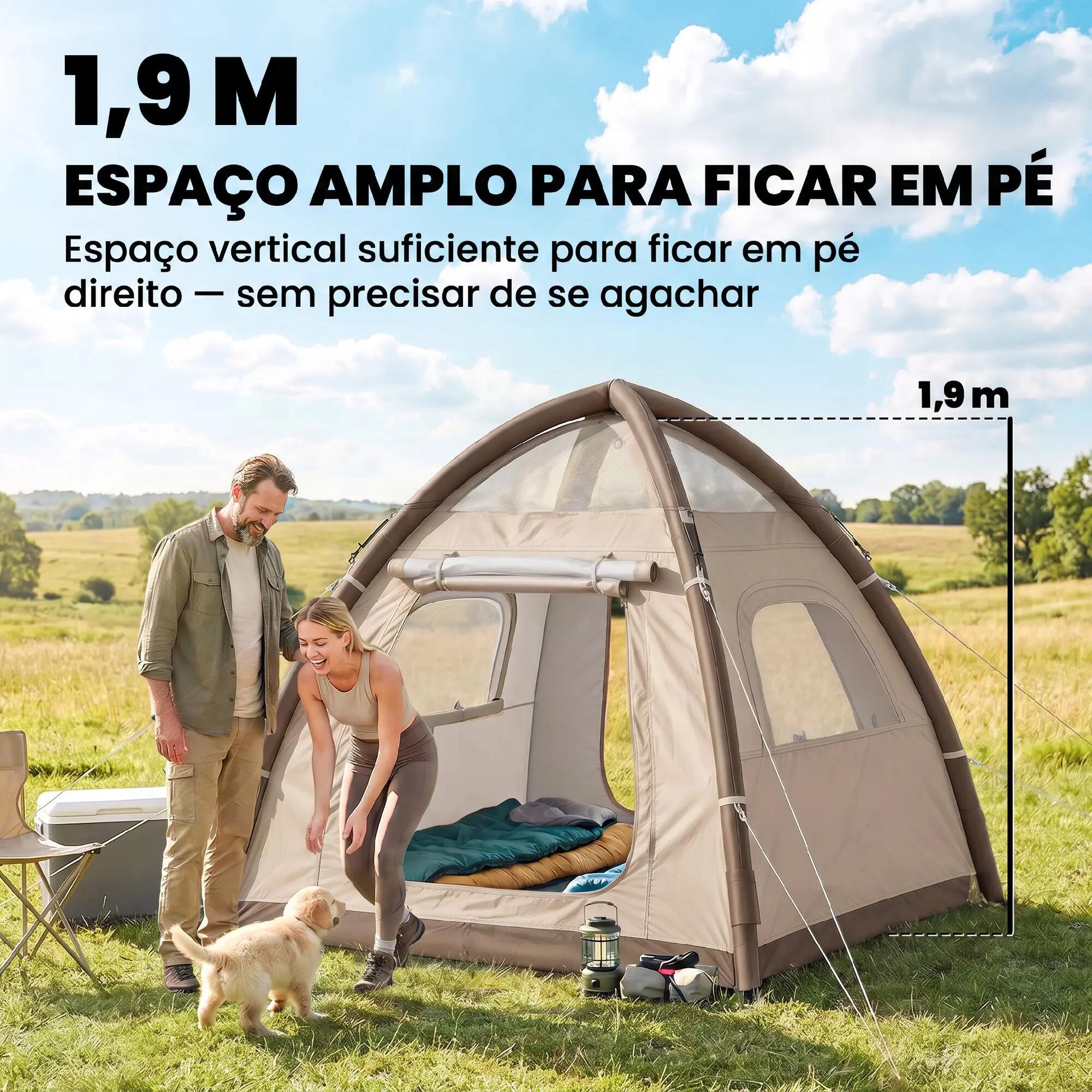 Tenda insuflável 220x220x200 cm creme Outsunny 8/11