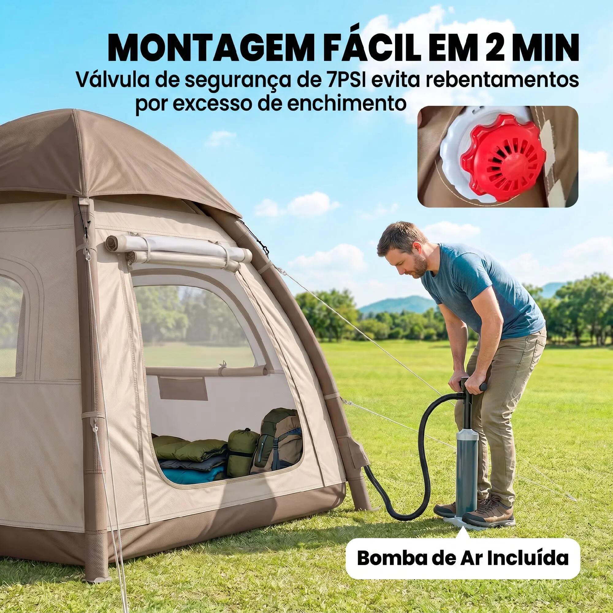 Tenda insuflável 220x220x200 cm creme Outsunny 7/11