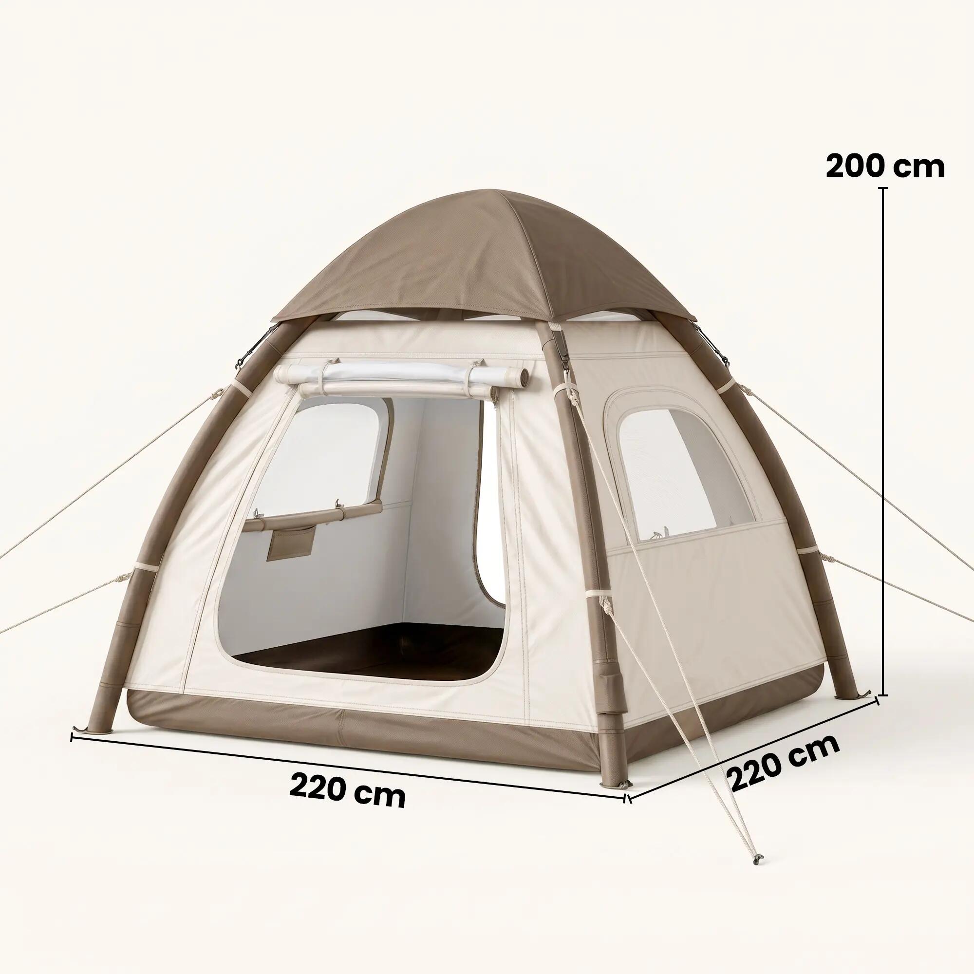 Tenda insuflável 220x220x200 cm creme Outsunny 3/11