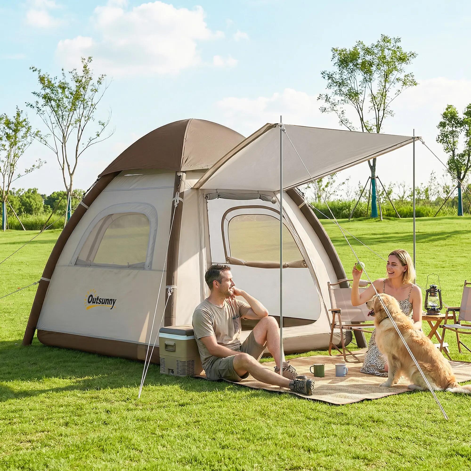 Tenda insuflável 220x220x200 cm creme Outsunny 5/11