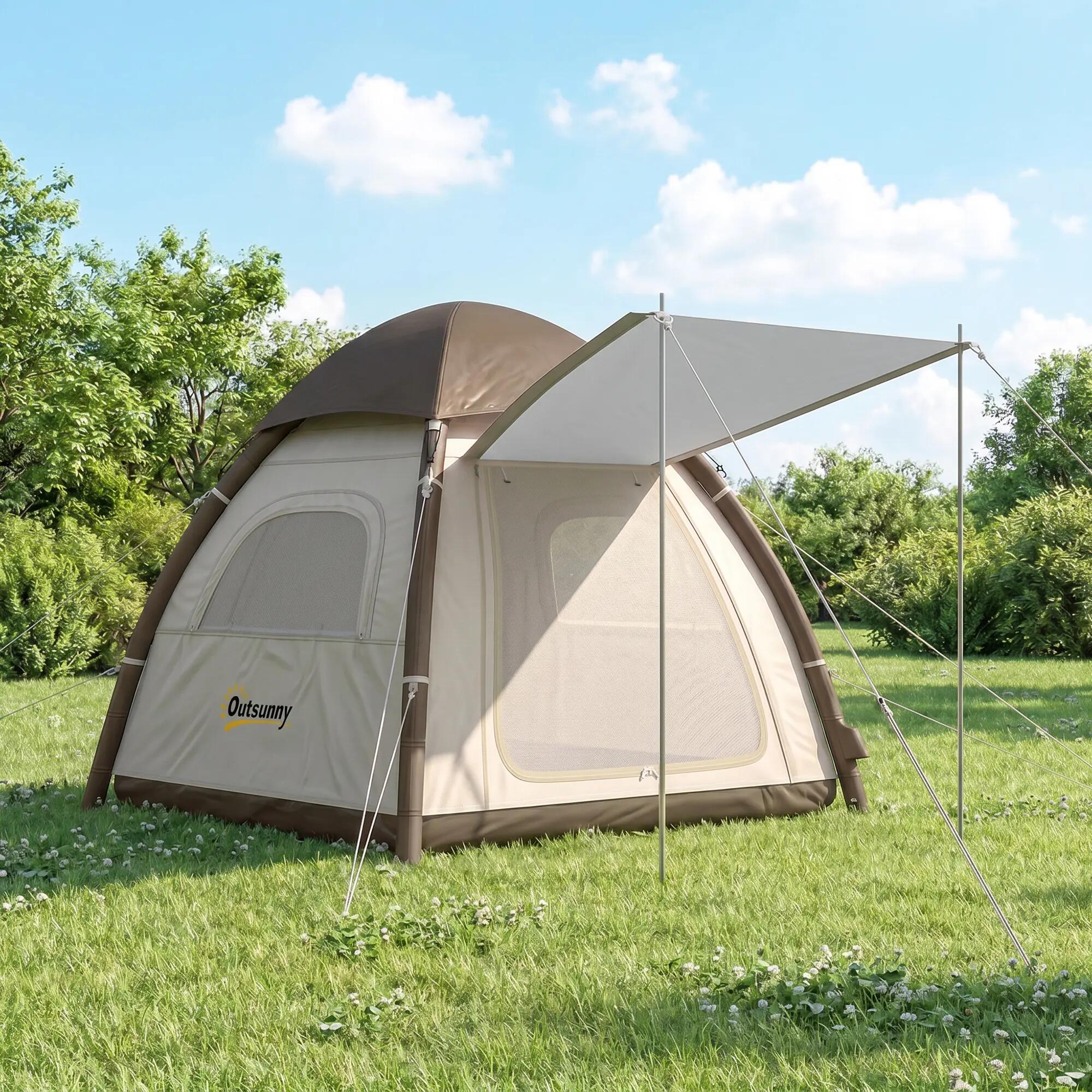 Tenda insuflável 220x220x200 cm creme Outsunny 2/11