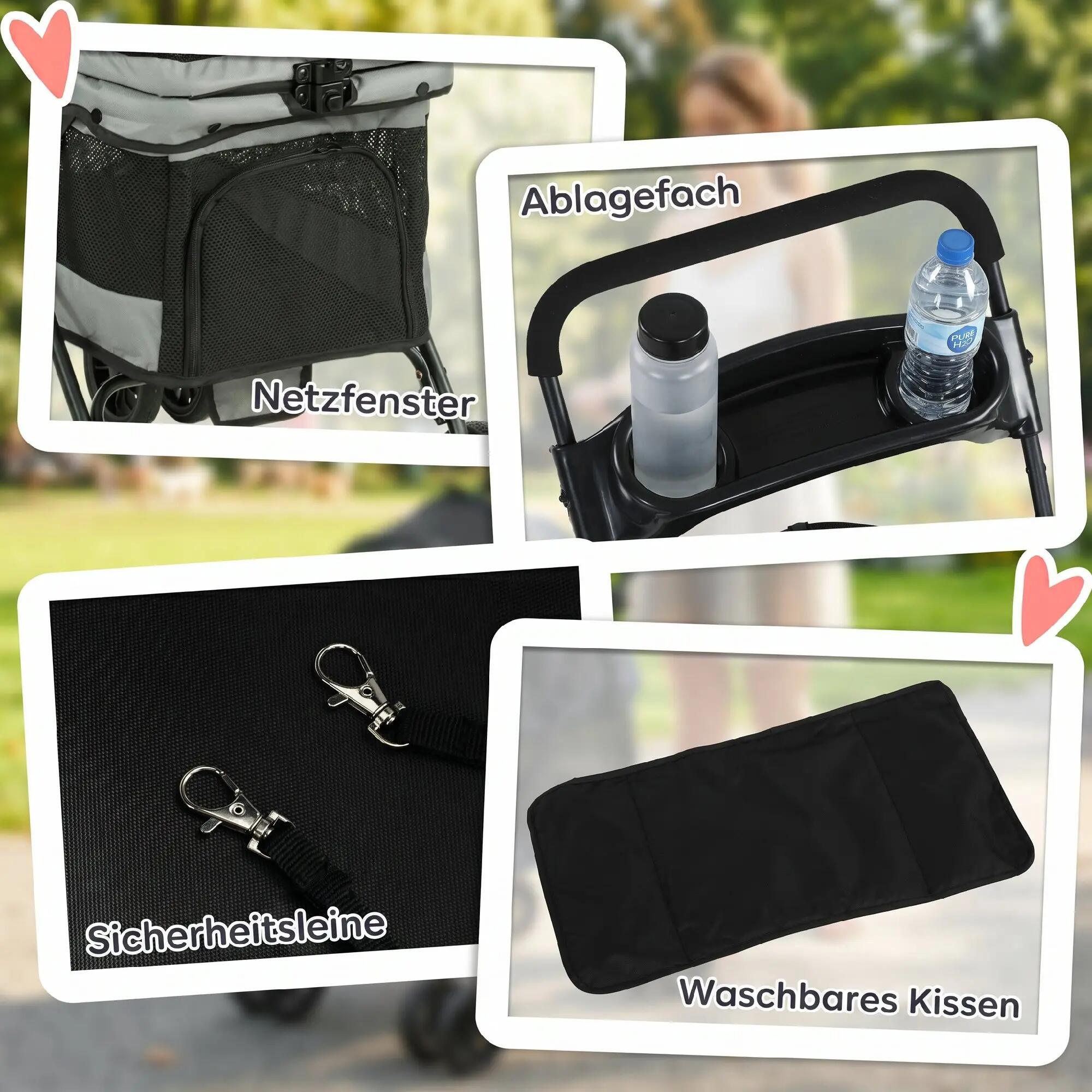Cochecito para Mascotas PawHut 73x50x96 cm Gris 9/10