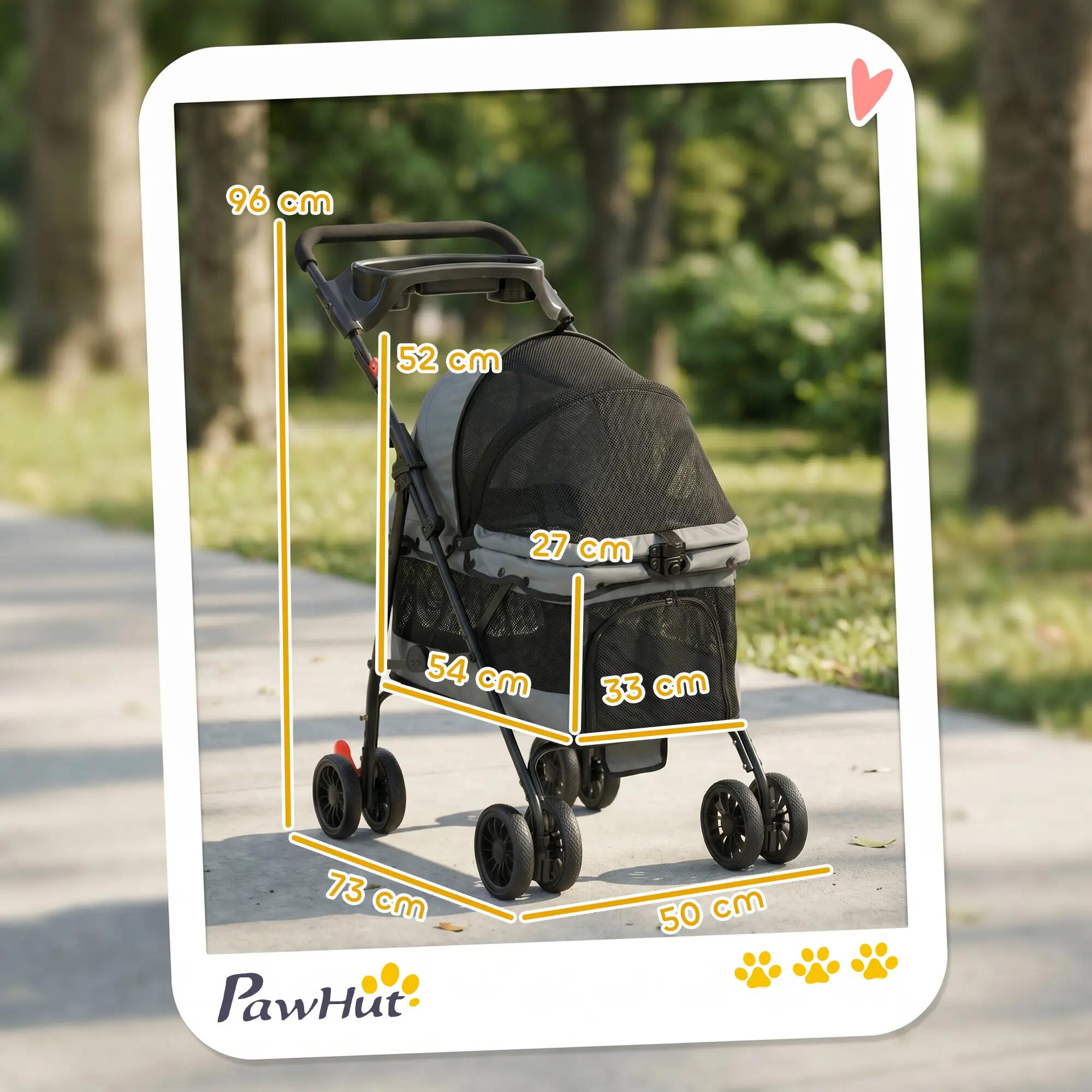 Cochecito para Mascotas PawHut 73x50x96 cm Gris 3/10