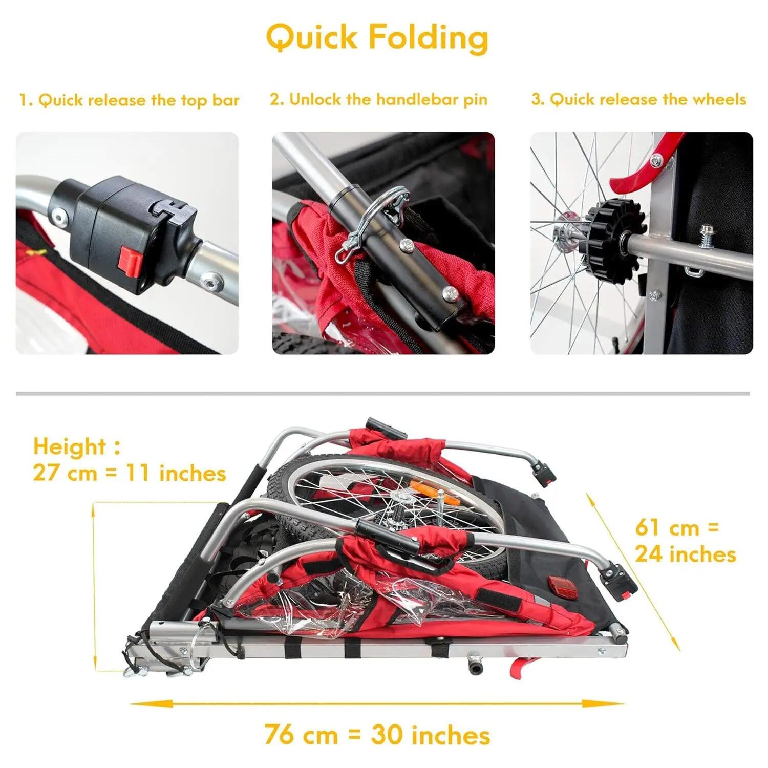FLUID BT511 Reboque Bicicleta Criança dobrável Vermelho Preto 5/5