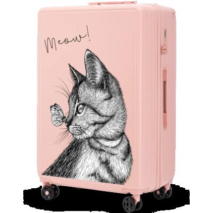 Grande valise Wings ABS+ 28" personnalisée BLEU PASTEL COQUELICOTS POPIERSIE