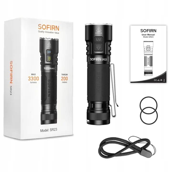 Latarka EDC Sofirn SR23 akumulatorowa UV 3300 lm 6/7