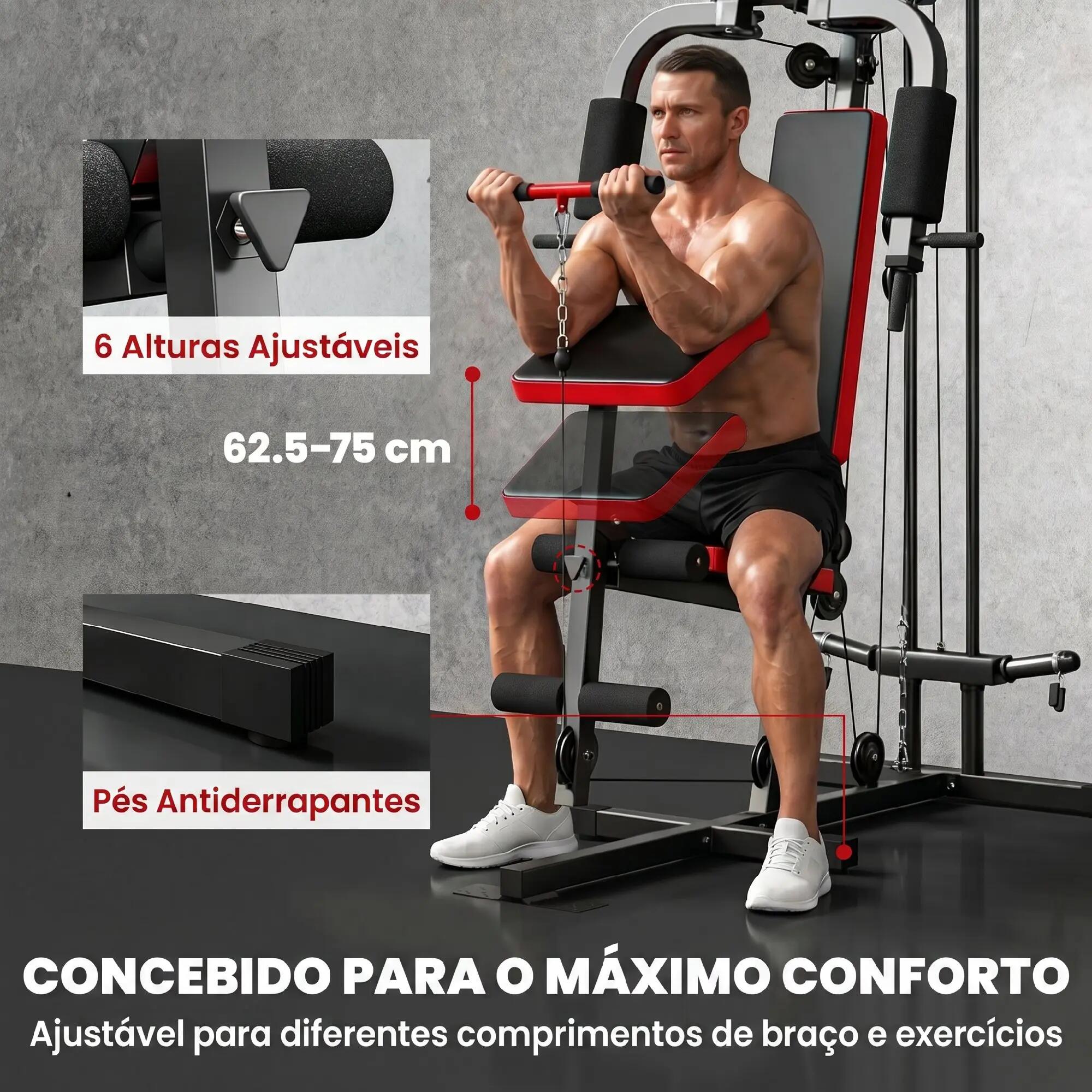 Máquina de multiestação 136x107x205 cm preto e vermelho SPORTNOW 9/11