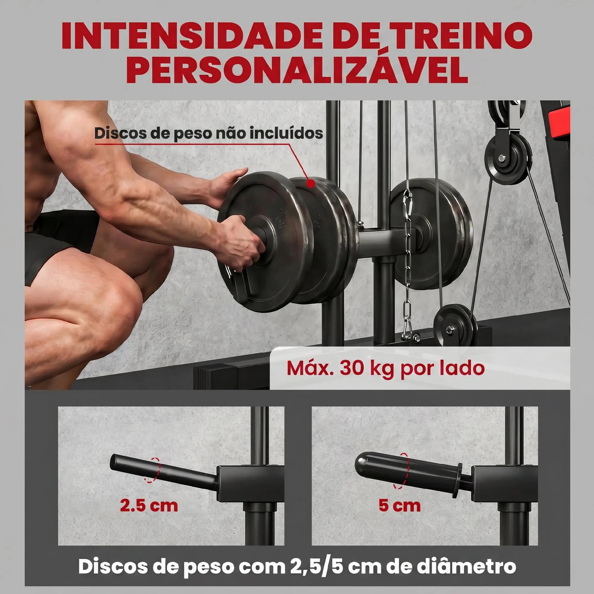 Máquina de multiestação 136x107x205 cm preto e vermelho SPORTNOW 7/11