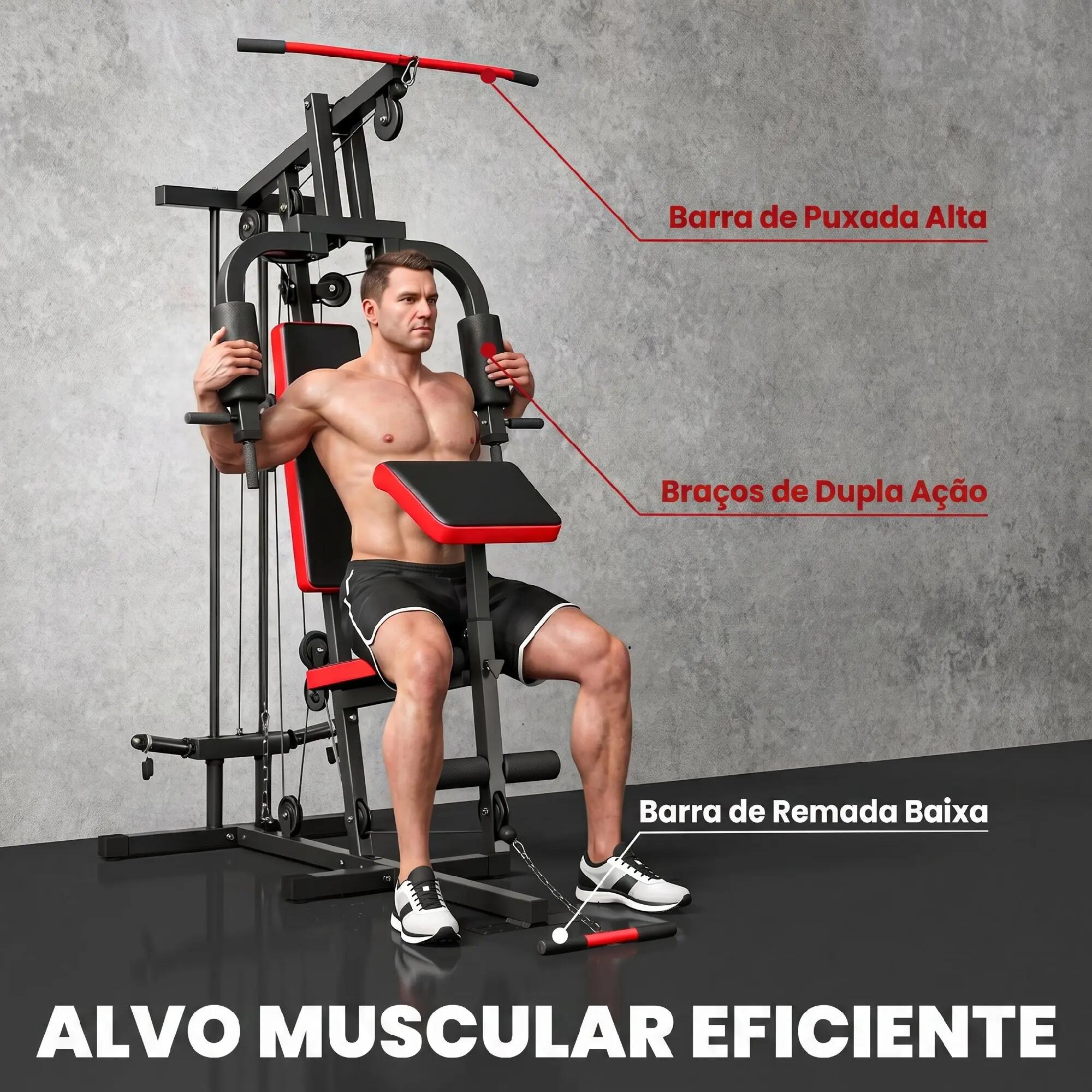 Máquina de multiestação 136x107x205 cm preto e vermelho SPORTNOW 10/11