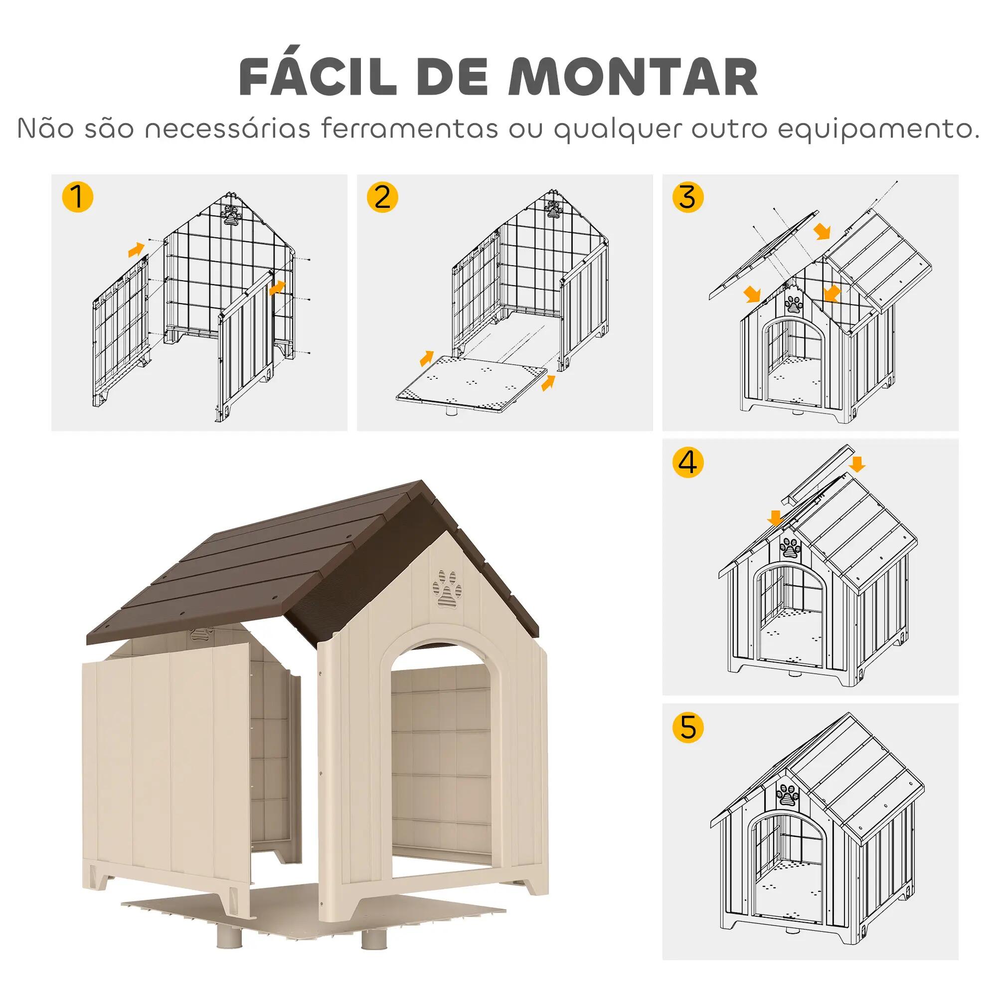 Caseta para Perros PawHut 88x79x89 cm Beige 9/10