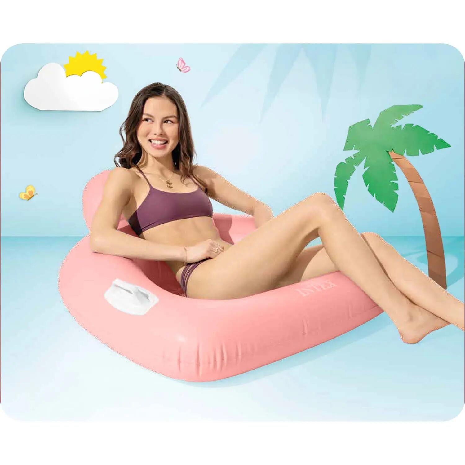 Fotel materac dmuchany Intex 56801 do pływania różowy Lounge plażowy 4/5
