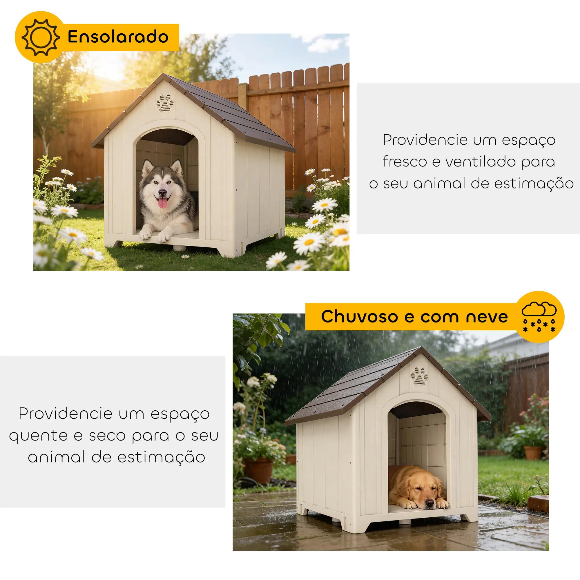 Caseta para Perros PawHut 88x79x89 cm Beige 8/10