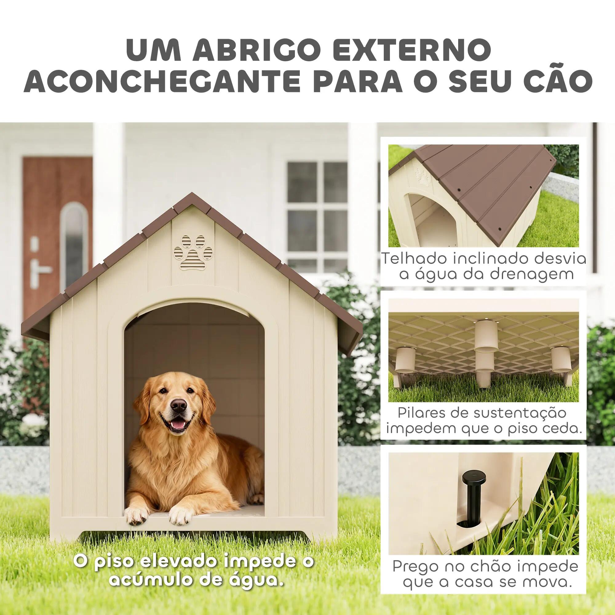 Caseta para Perros PawHut 88x79x89 cm Beige 6/10