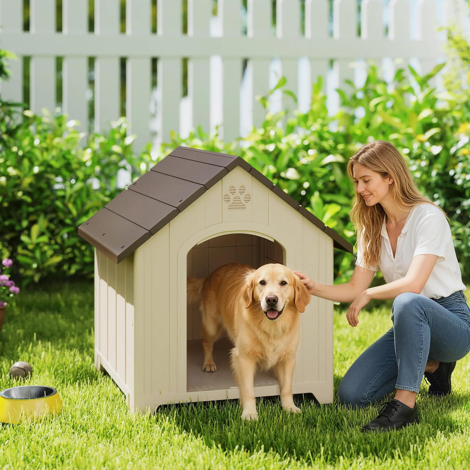Caseta para Perros PawHut 88x79x89 cm Beige 4/10