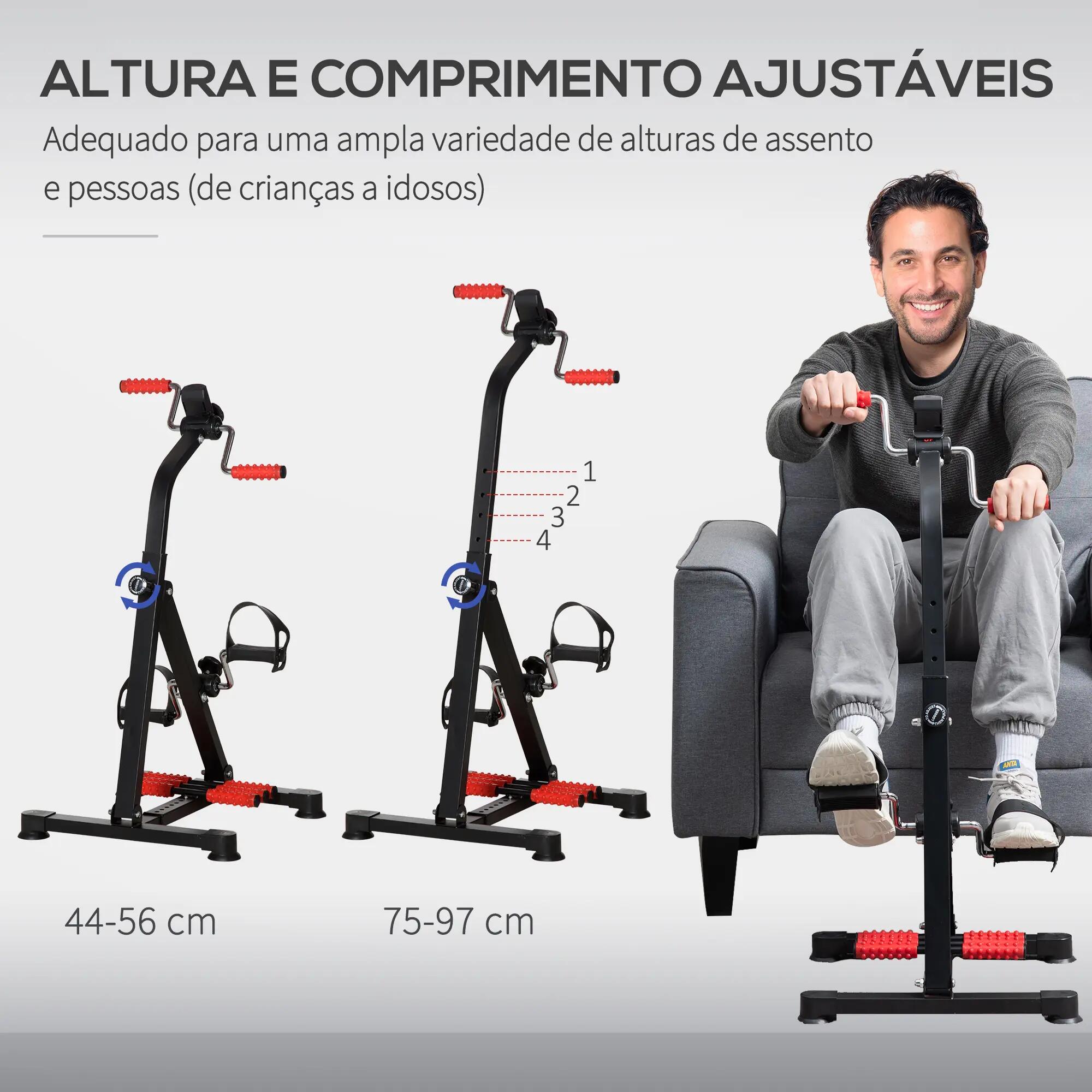 Pedal estático 56x56x97 cm preto e vermelho HOMCOM 7/11