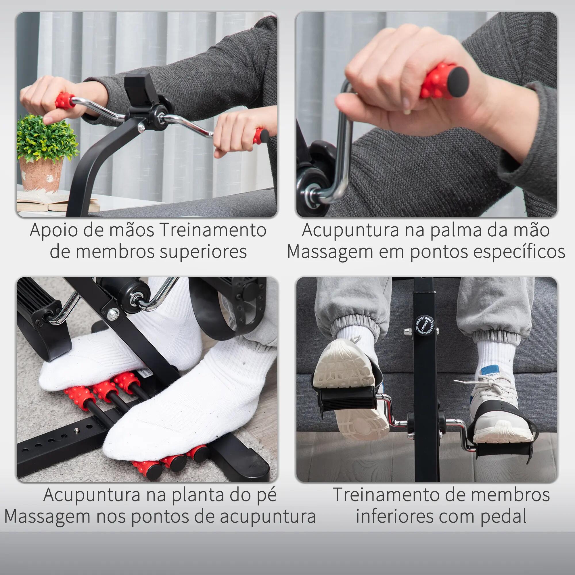 Pedal estático 56x56x97 cm preto e vermelho HOMCOM 11/11