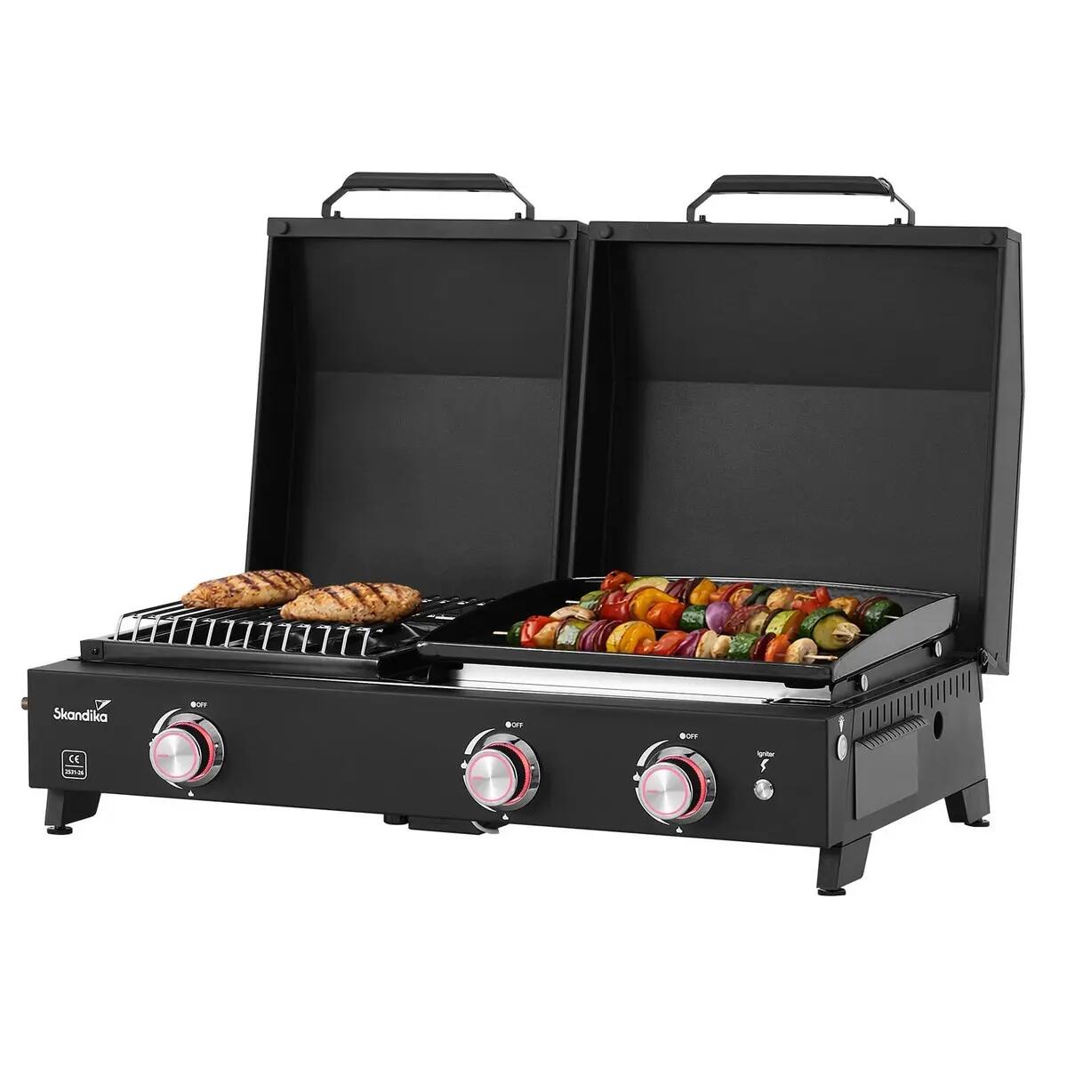Plancha-grill Eldur 3-brander Plus – inclusief deksel en pannenhouder 10/12