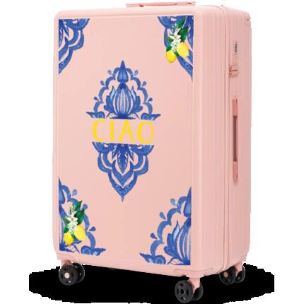 Grande valise Wings ABS+ 28" personnalisée BLEU PASTEL COQUELICOTS POPIERSIE