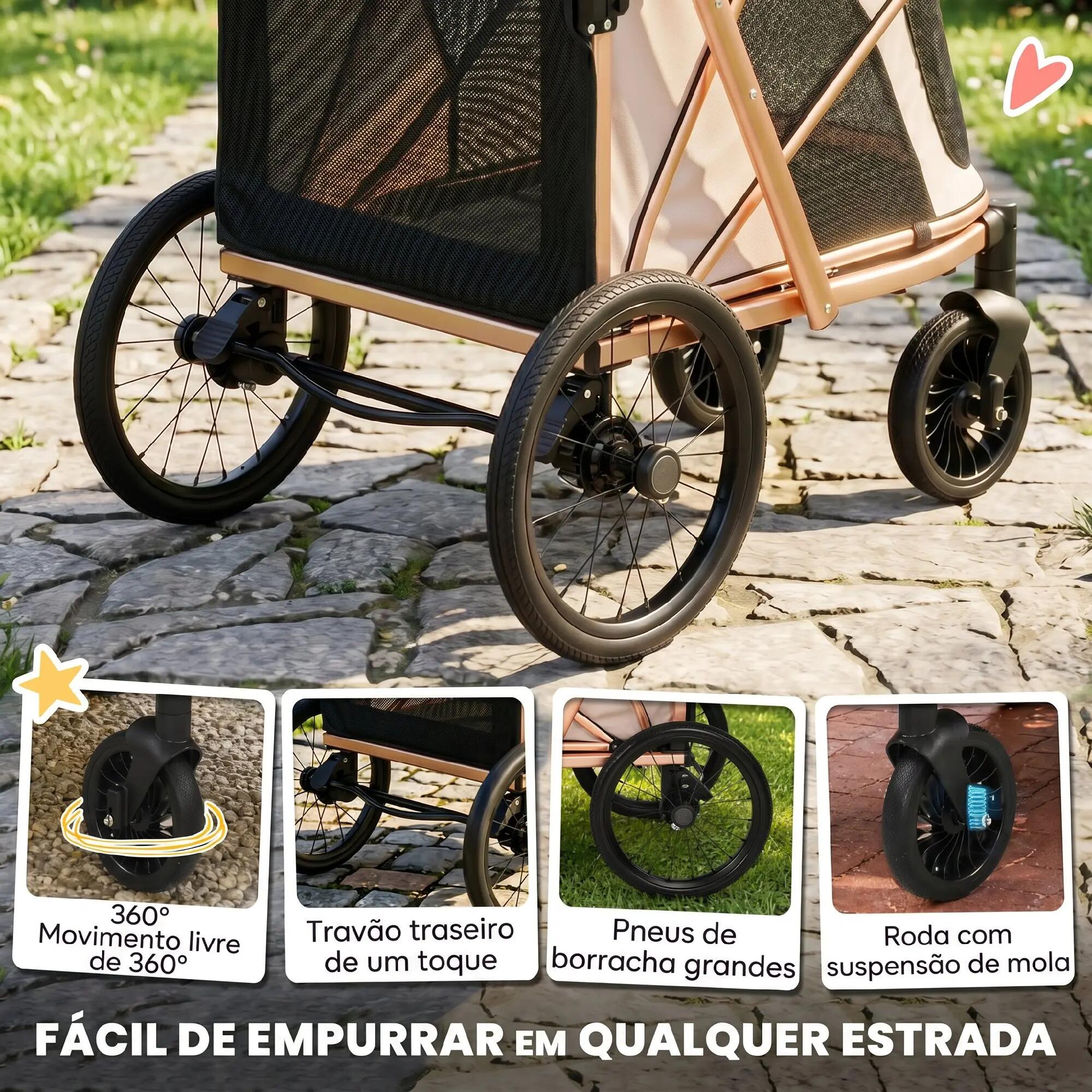 Carrito para Perros PawHut 94x69x118 cm Marrón 8/10