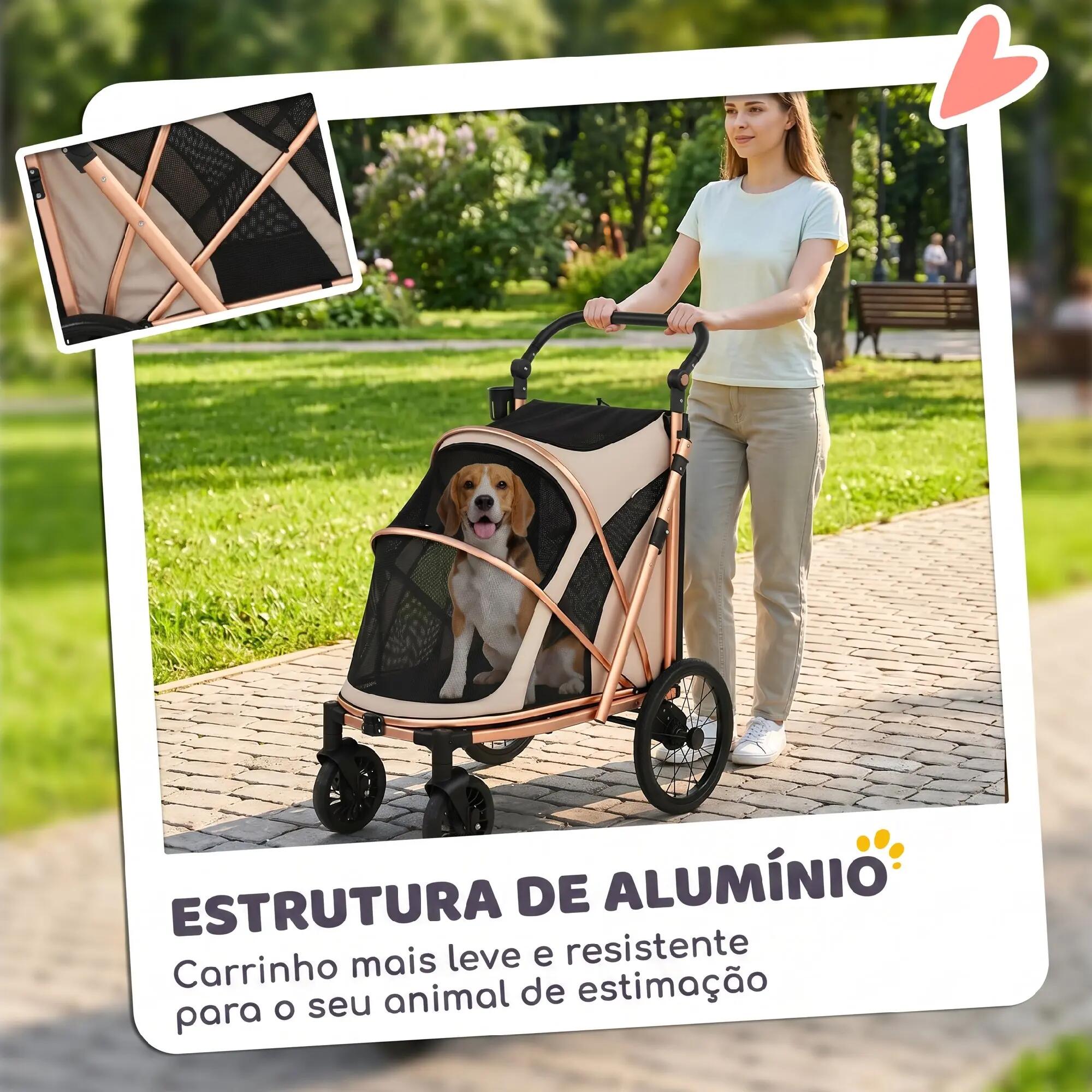 Carrito para Perros PawHut 94x69x118 cm Marrón 6/10