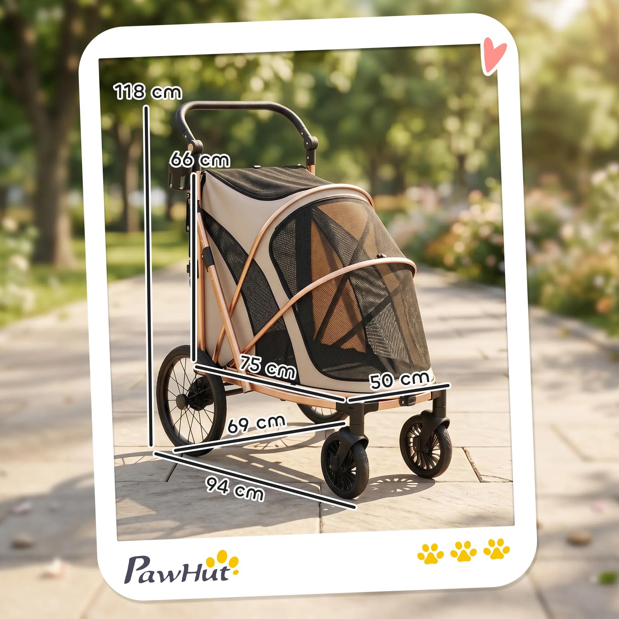 Carrito para Perros PawHut 94x69x118 cm Marrón 3/10
