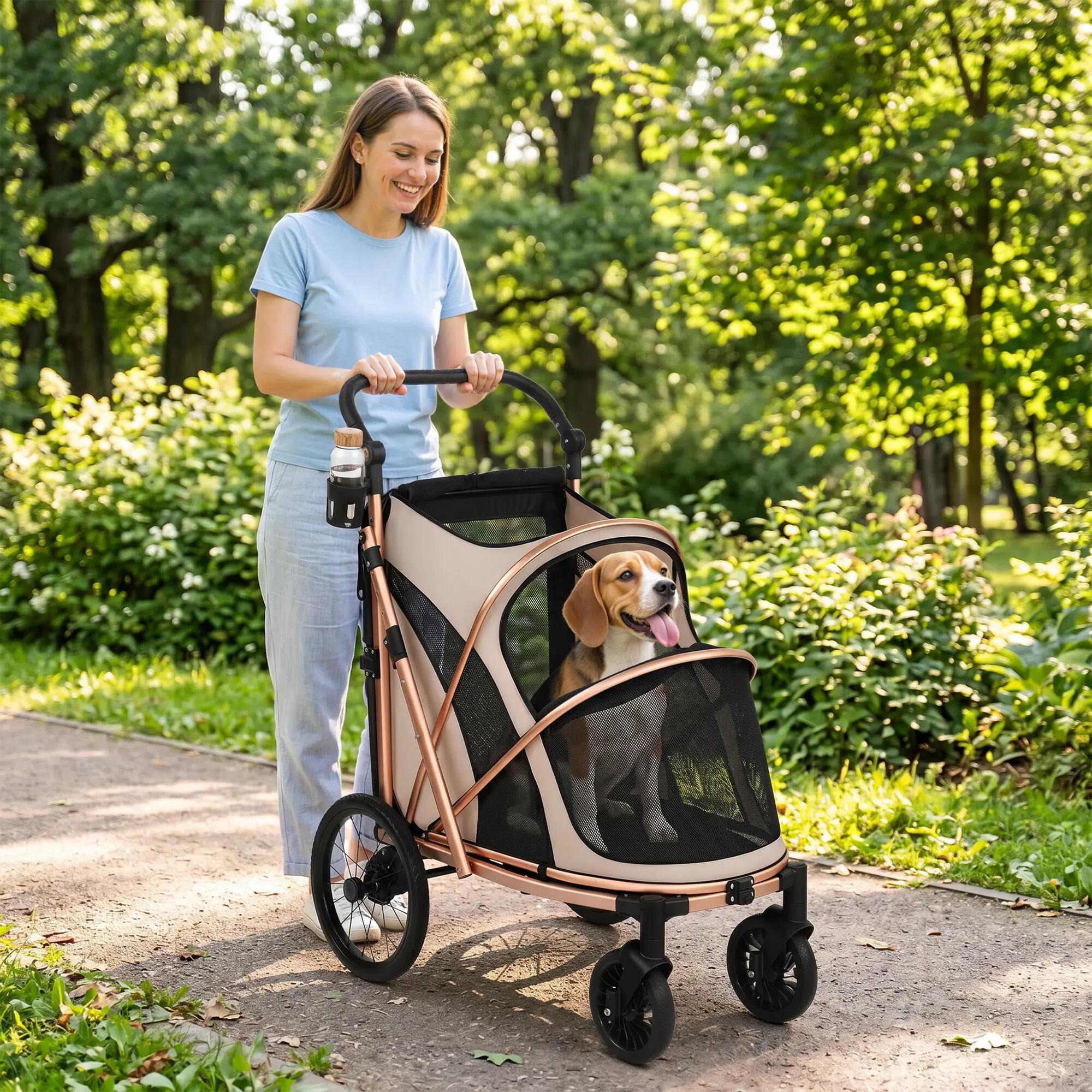 Carrito para Perros PawHut 94x69x118 cm Marrón 4/10