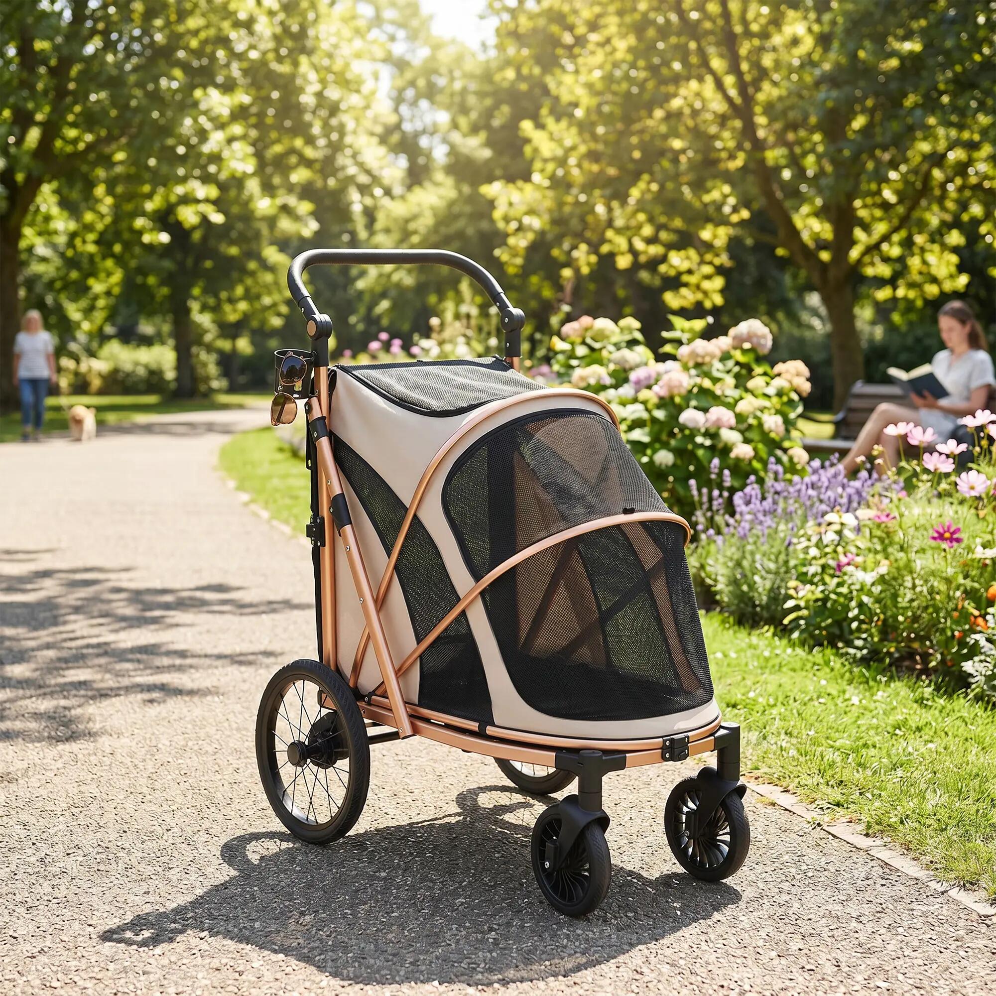 Carrito para Perros PawHut 94x69x118 cm Marrón 2/10