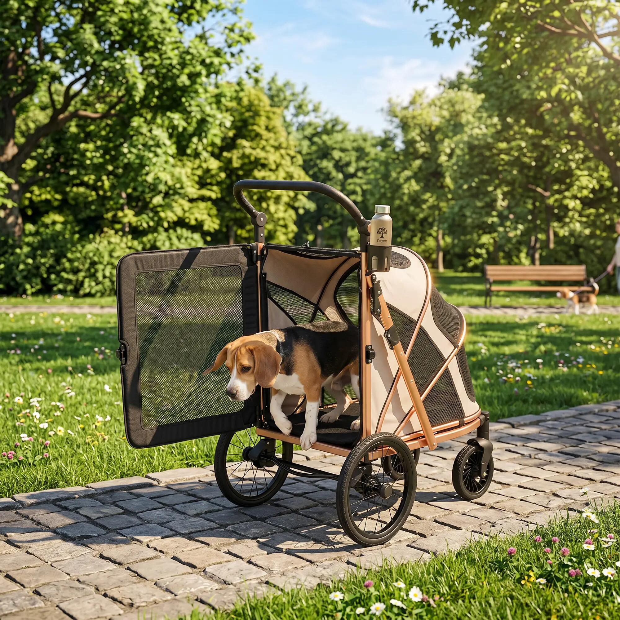 Carrito para Perros PawHut 94x69x118 cm Marrón 10/10