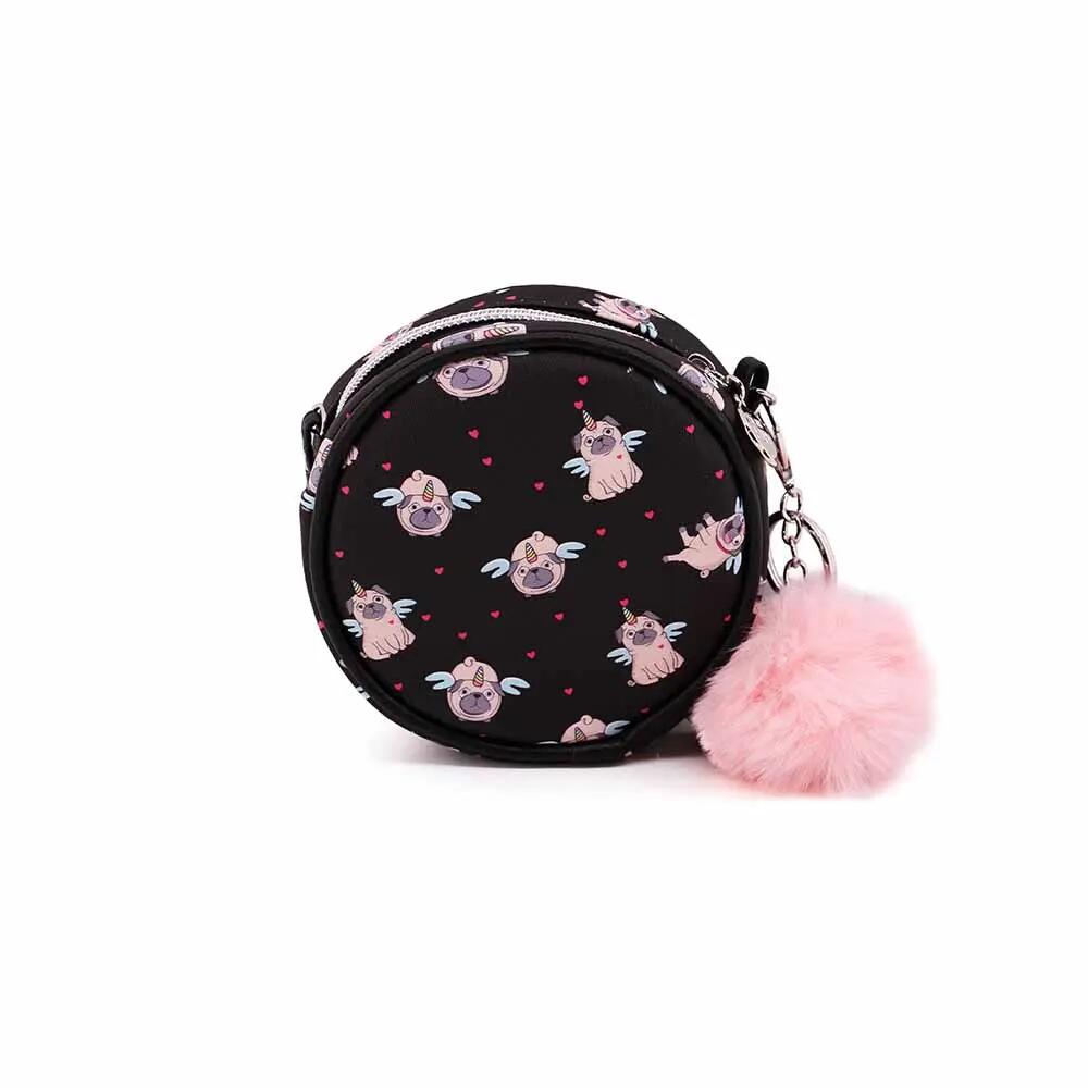 Oh My Pop Pug Bolso Bandolera Redondo Pequeño, Negro 3/3