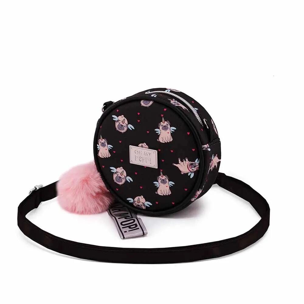 Oh My Pop Pug Bolso Bandolera Redondo Pequeño, Negro 2/3