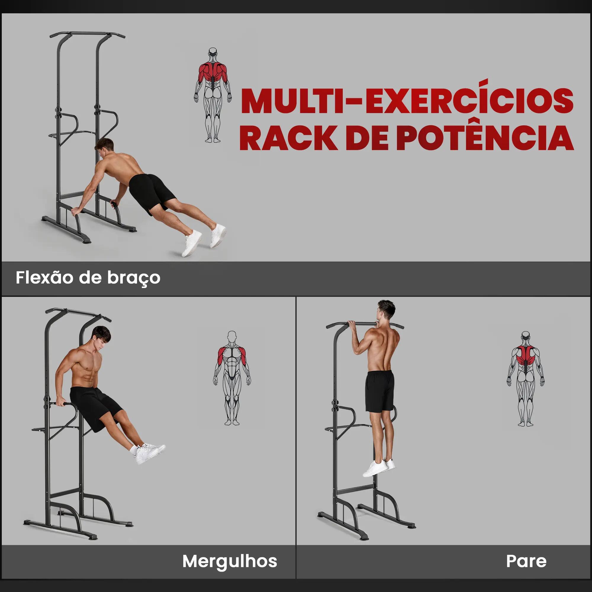 Barra de exercícios 98x102x212 cm preto HOMCOM 7/11