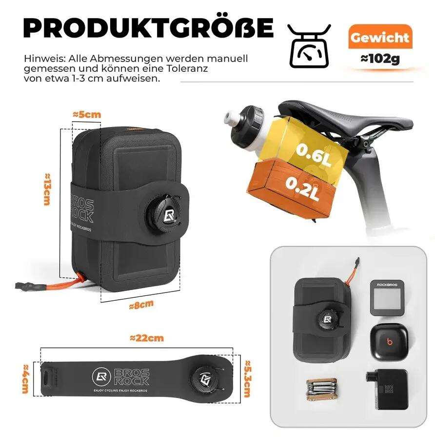 Torba rowerowa podsiodłowa Rockbros 30130093001 z uchwytem na bidon 4/4