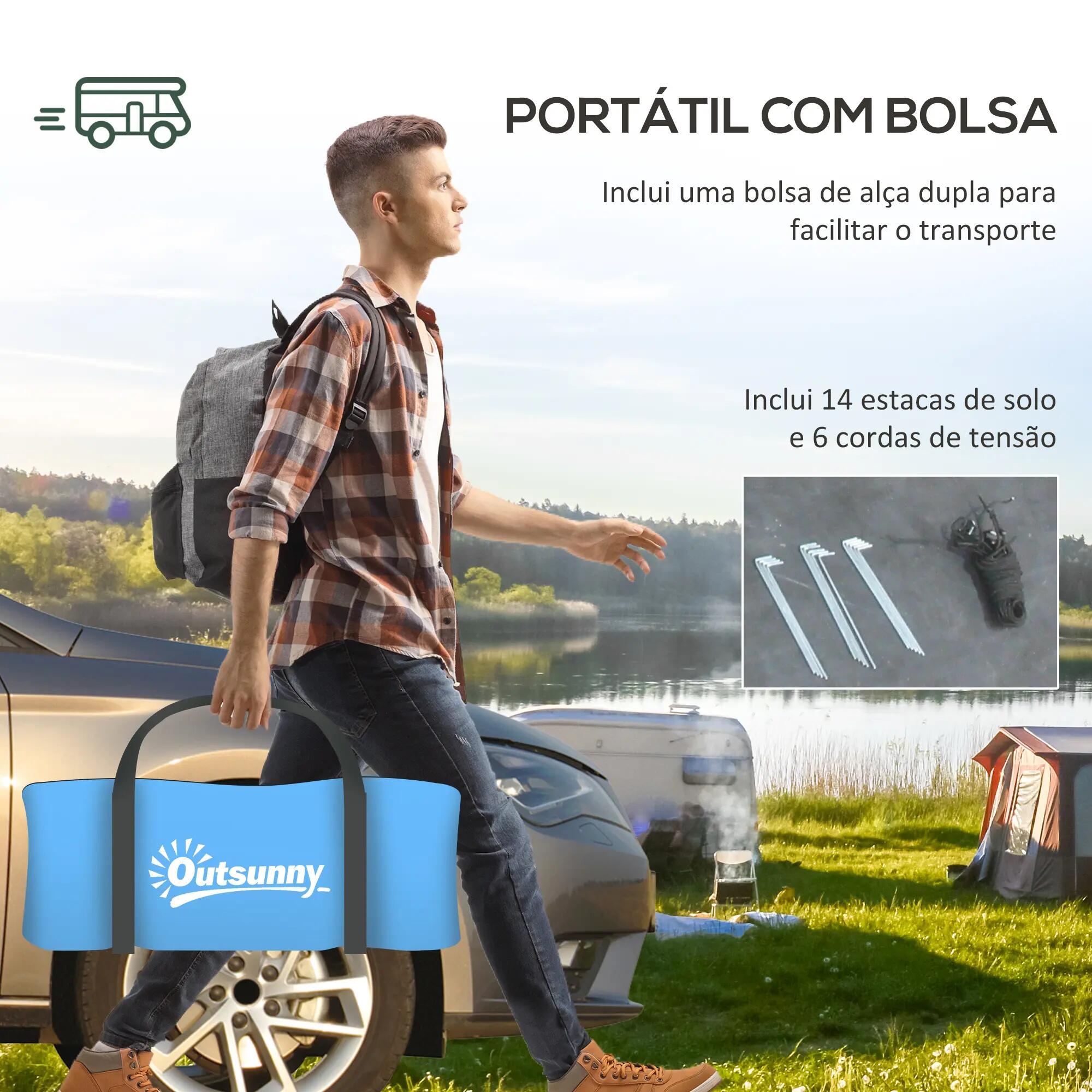 Tenda de Campismo Outsunny 470x220x150 cm Cinzento 9/10