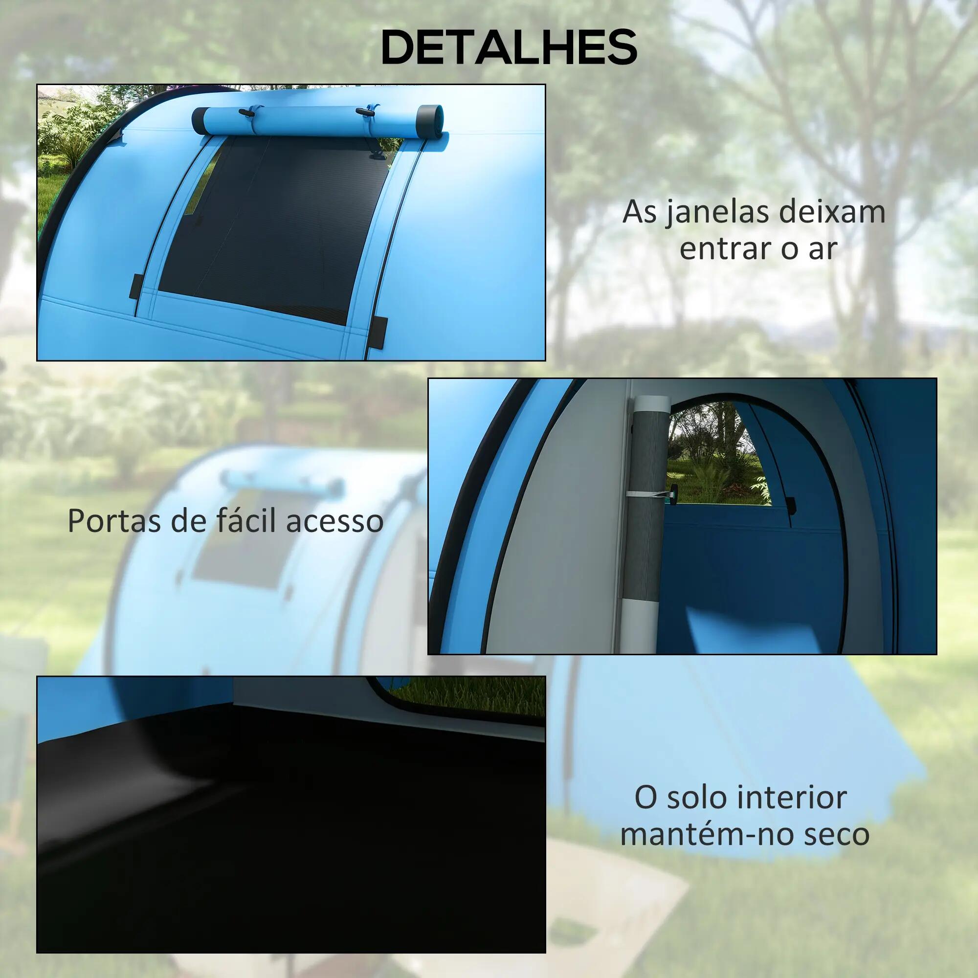 Tenda de Campismo Outsunny 470x220x150 cm Cinzento 8/10