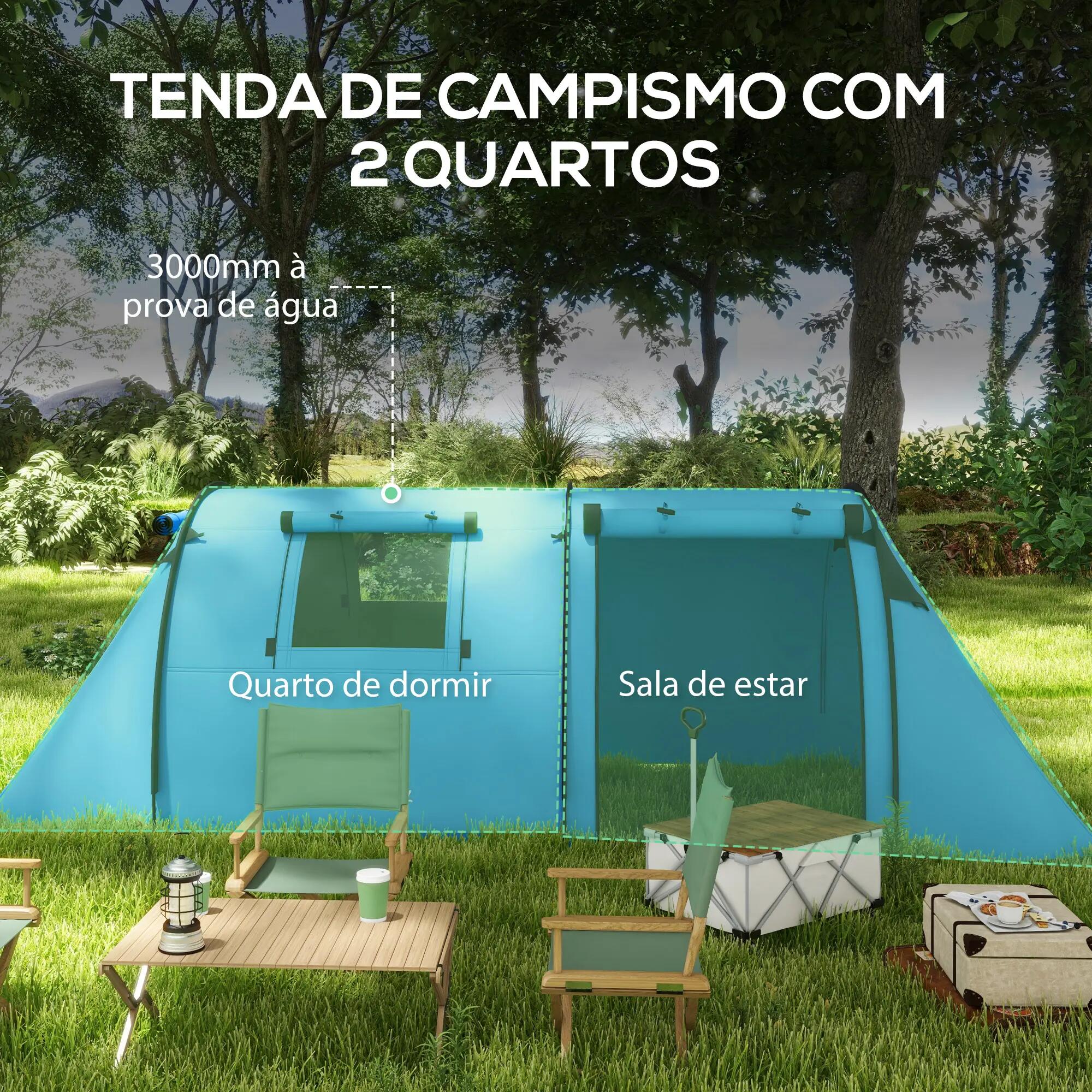 Tenda de Campismo Outsunny 470x220x150 cm Cinzento 6/10