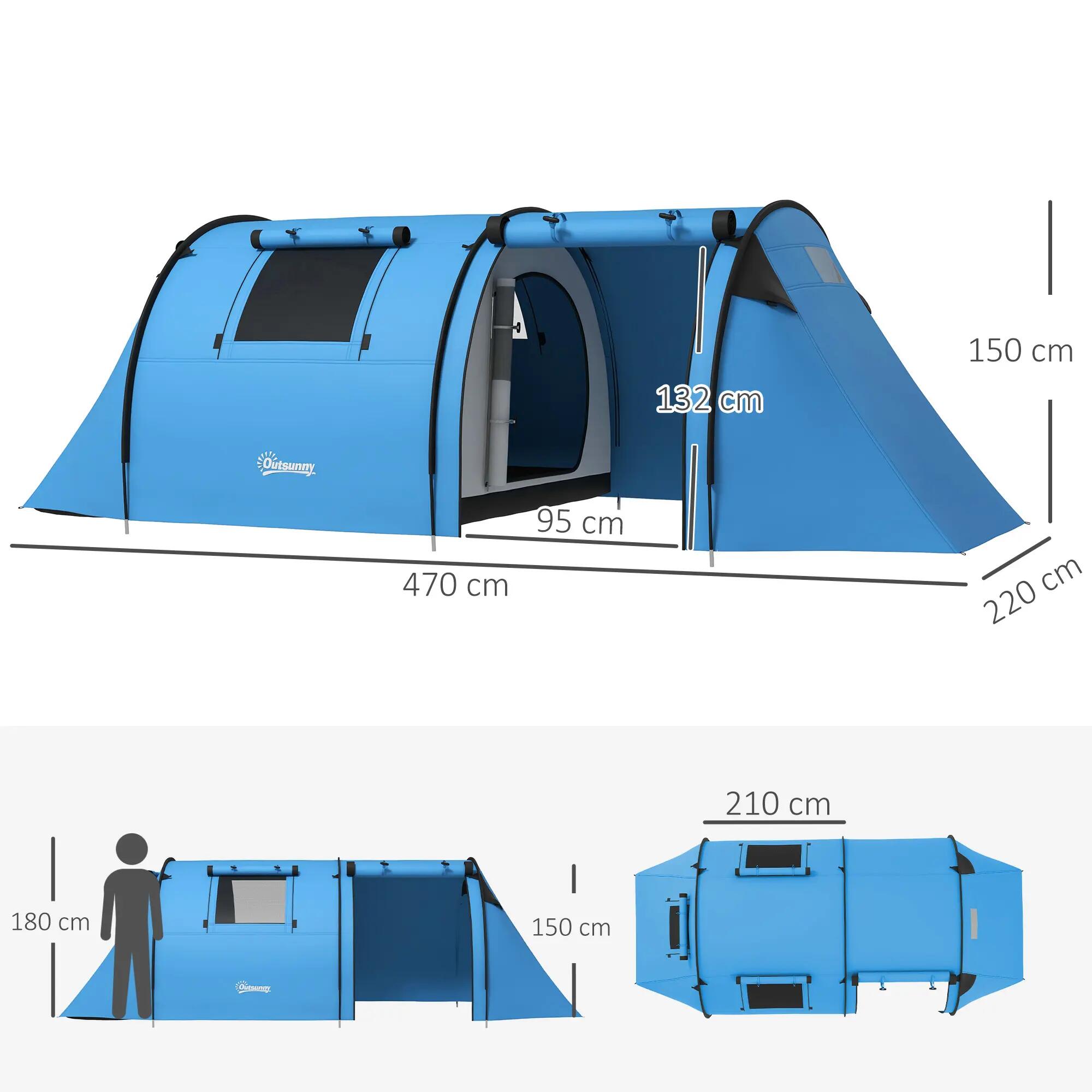 Tenda de Campismo Outsunny 470x220x150 cm Cinzento 5/10