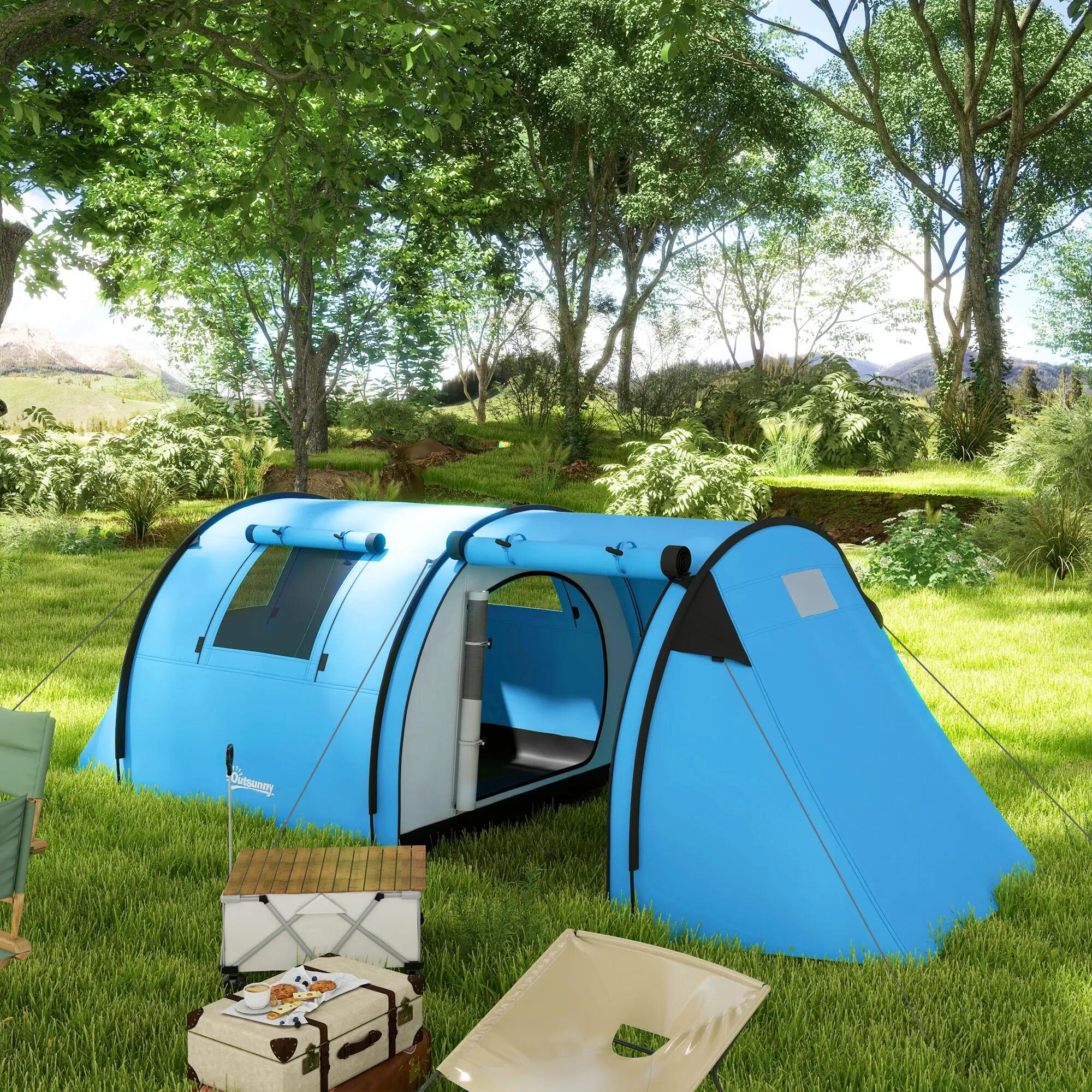 Tenda de Campismo Outsunny 470x220x150 cm Cinzento 2/10