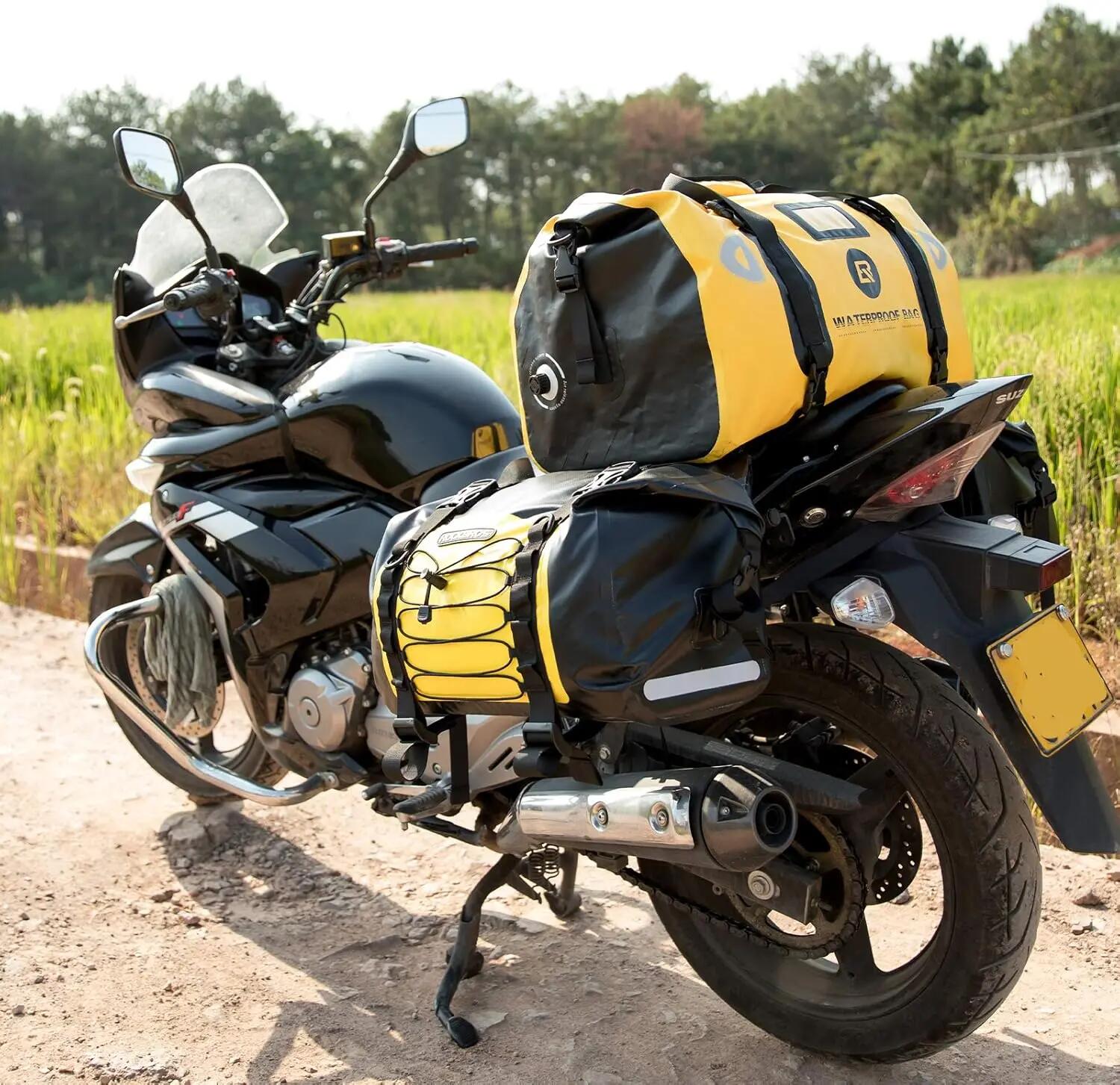 Motorrad-Gepäck-Set 62L Satteltaschen + 55L Gepäckrolle wasserdicht 8/8