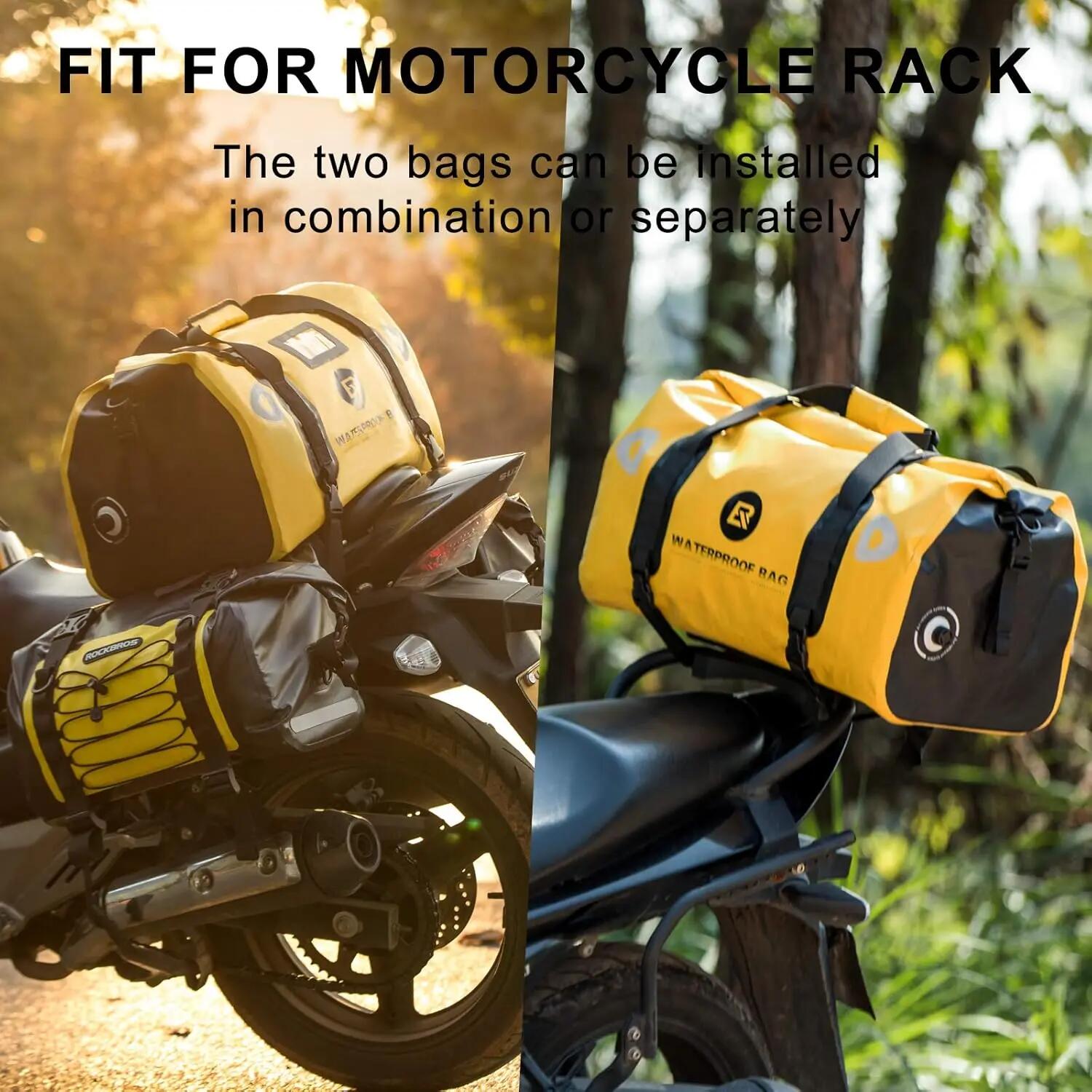 Motorrad-Gepäck-Set 62L Satteltaschen + 55L Gepäckrolle wasserdicht 5/8