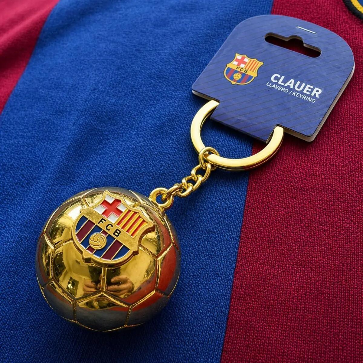FC Barcelona brelok oryginalny na licencji w kształcie złotej piłki z herbem 4/4