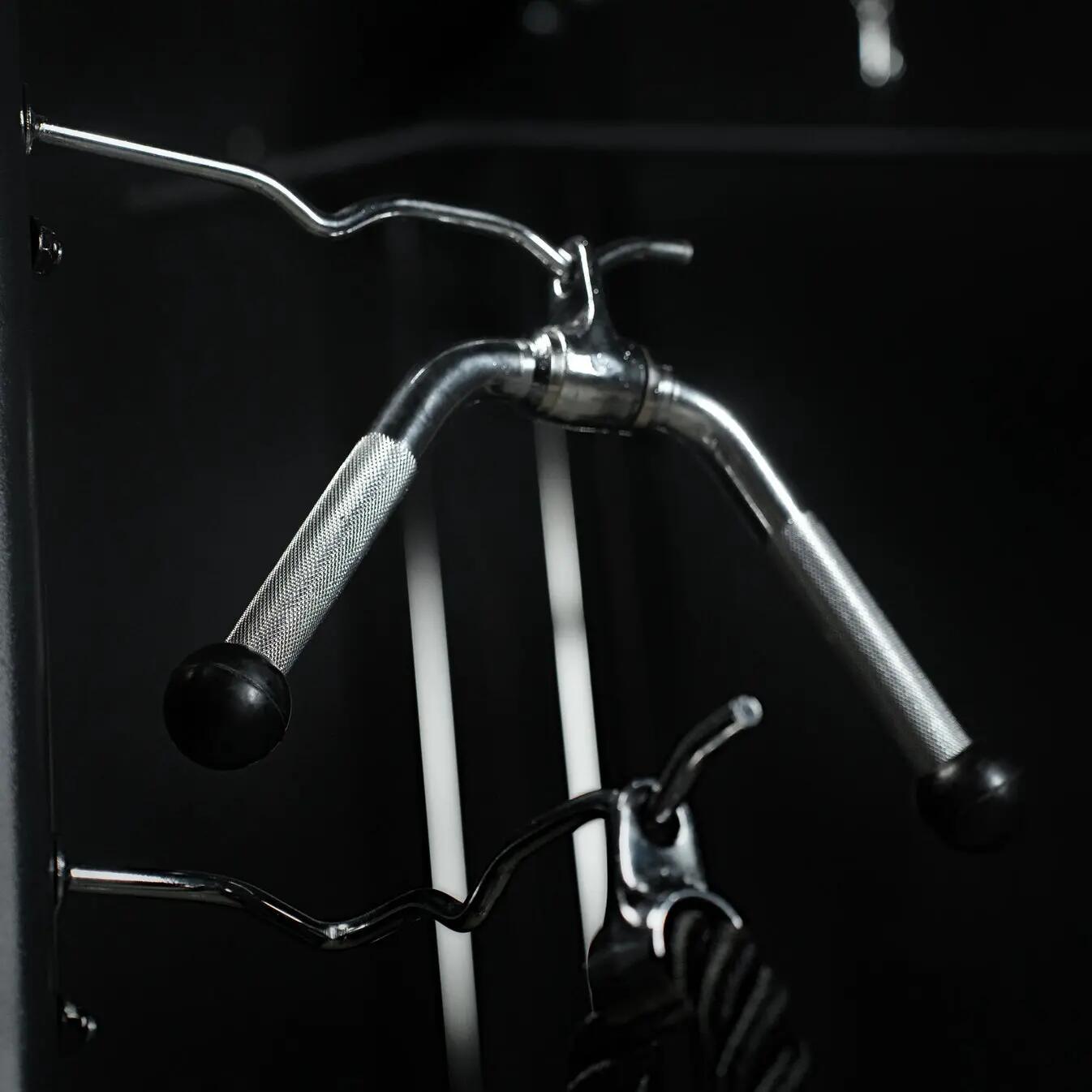 BARRE TRICEPS/BICEPS LARGE EN FORME DE V ET ÉLÉMENT D'ATTACHE | ACCESSOIRE MUSCU 6/7
